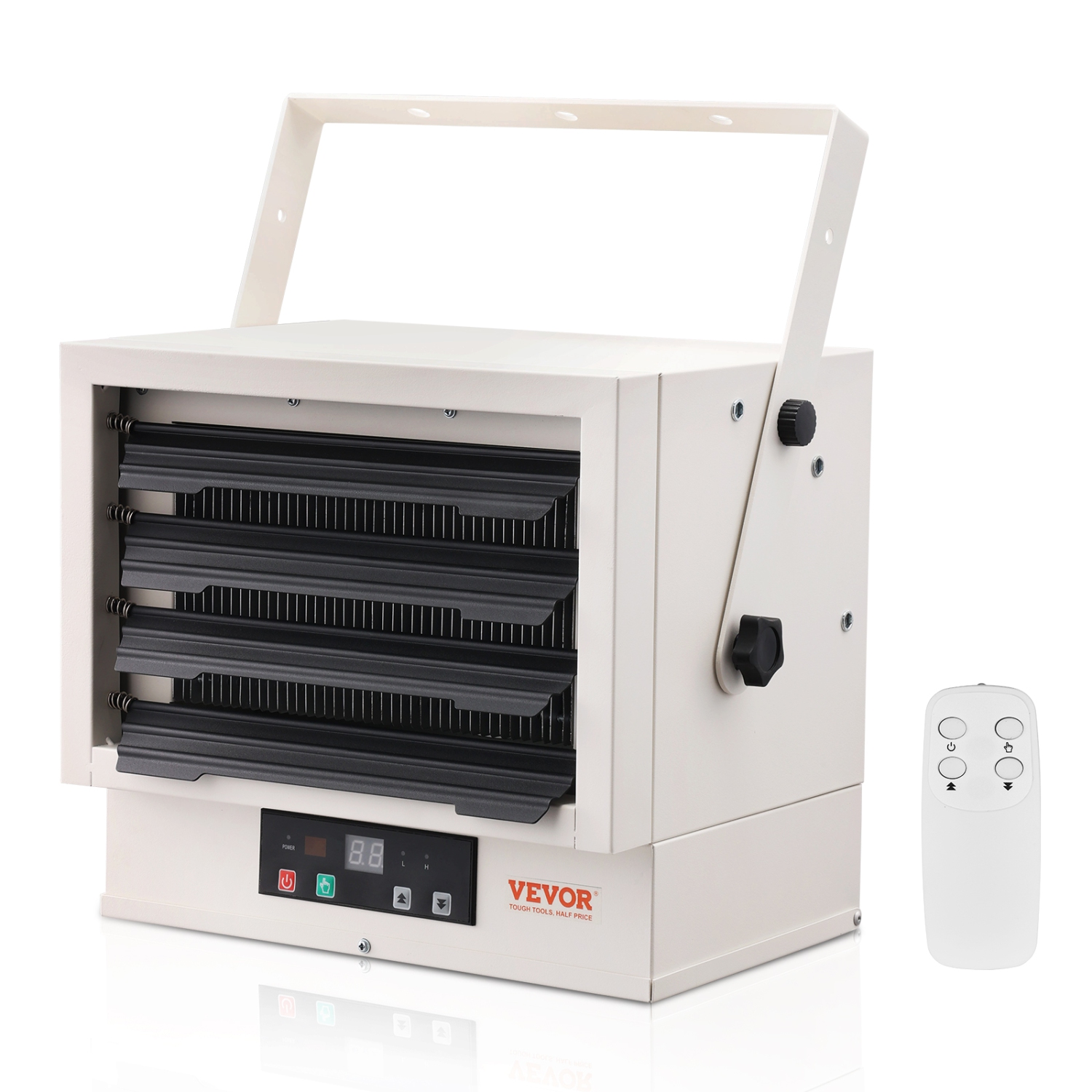 VEVOR 5000-Watt Electric Garage Heater, Digital Fan-Forced Wall/Ceiling Mount Shop Heater, with Remote Control Overheat Protection, Hardwired Heater with 9-Hour Timer, ETL Listed