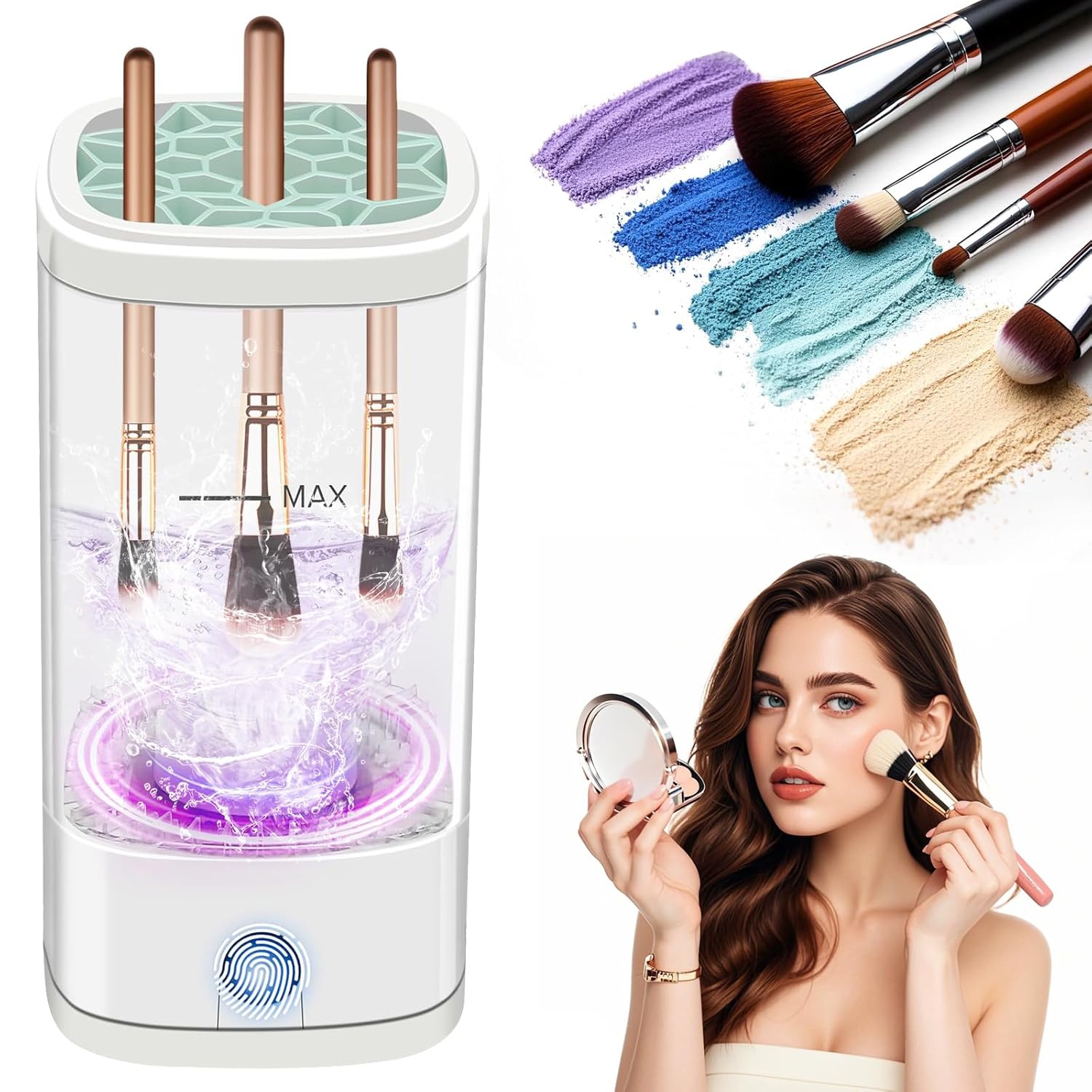 Electric Makeup Brush Cleaner,Quick Makeup Cleaner For Cleaning & Drying All Type Brush,Portable Automatic Makeup Brush Cleaning Machine with Drying