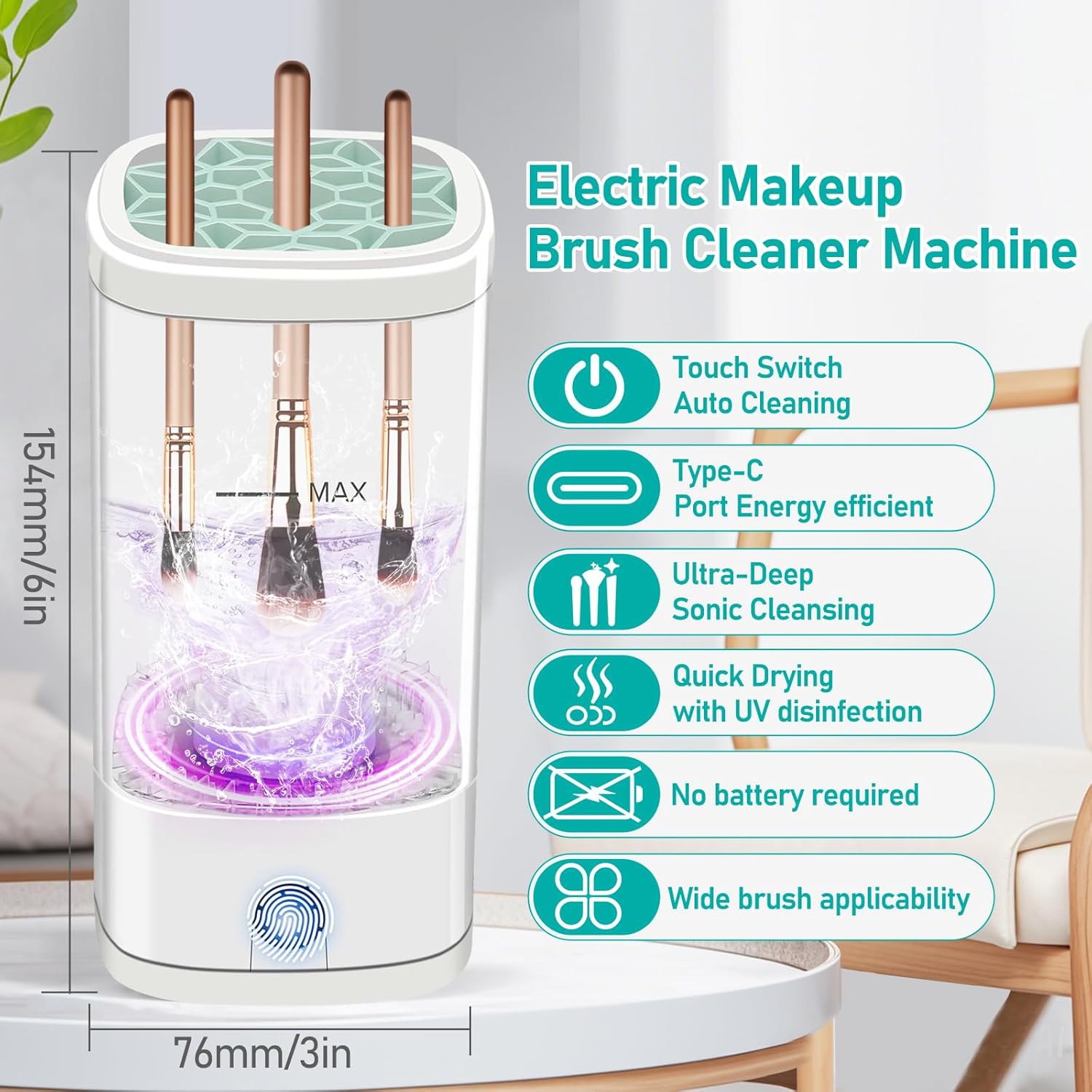 Electric Makeup Brush Cleaner,Quick Makeup Cleaner For Cleaning & Drying All Type Brush,Portable Automatic Makeup Brush Cleaning Machine with Drying