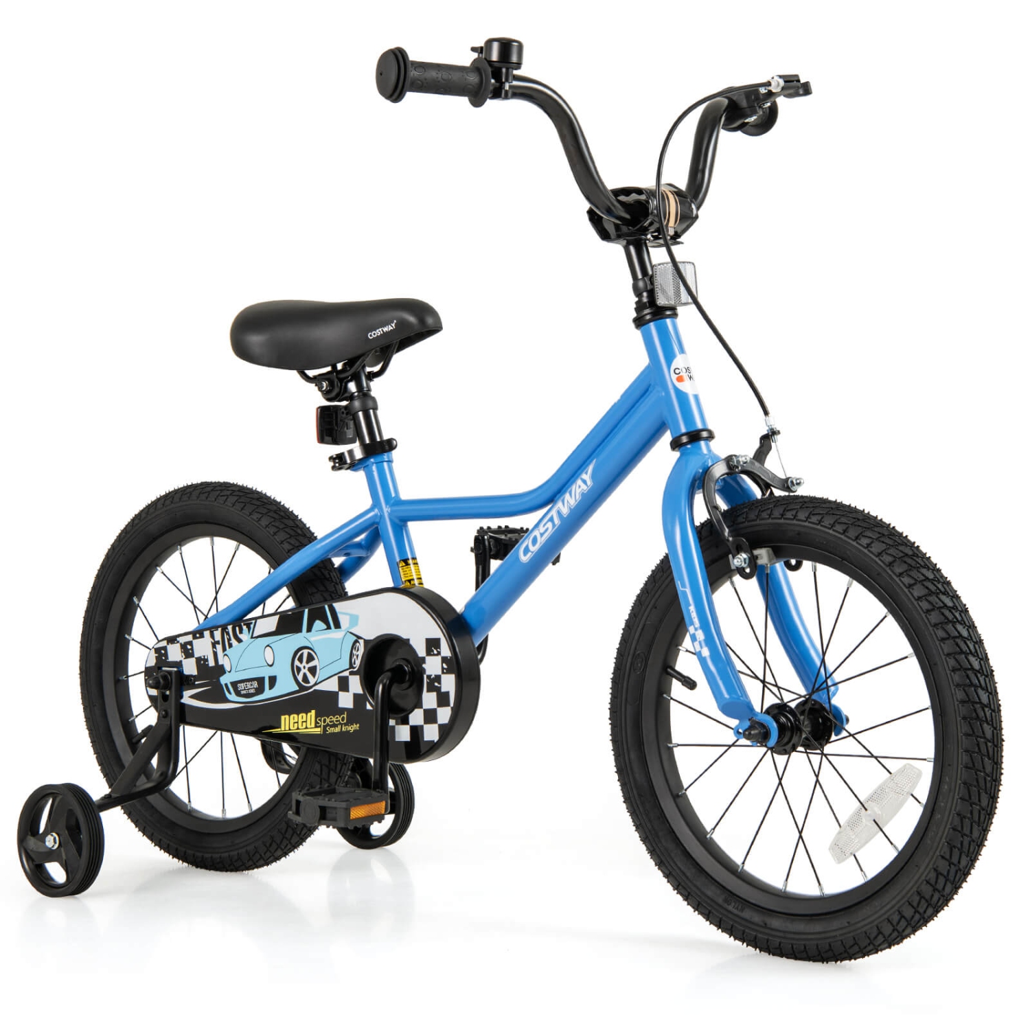 Costway 12"/14"/16"/18" Kids Training Bike with Removable Training Wheels Pneumatic Tires Navy/Black