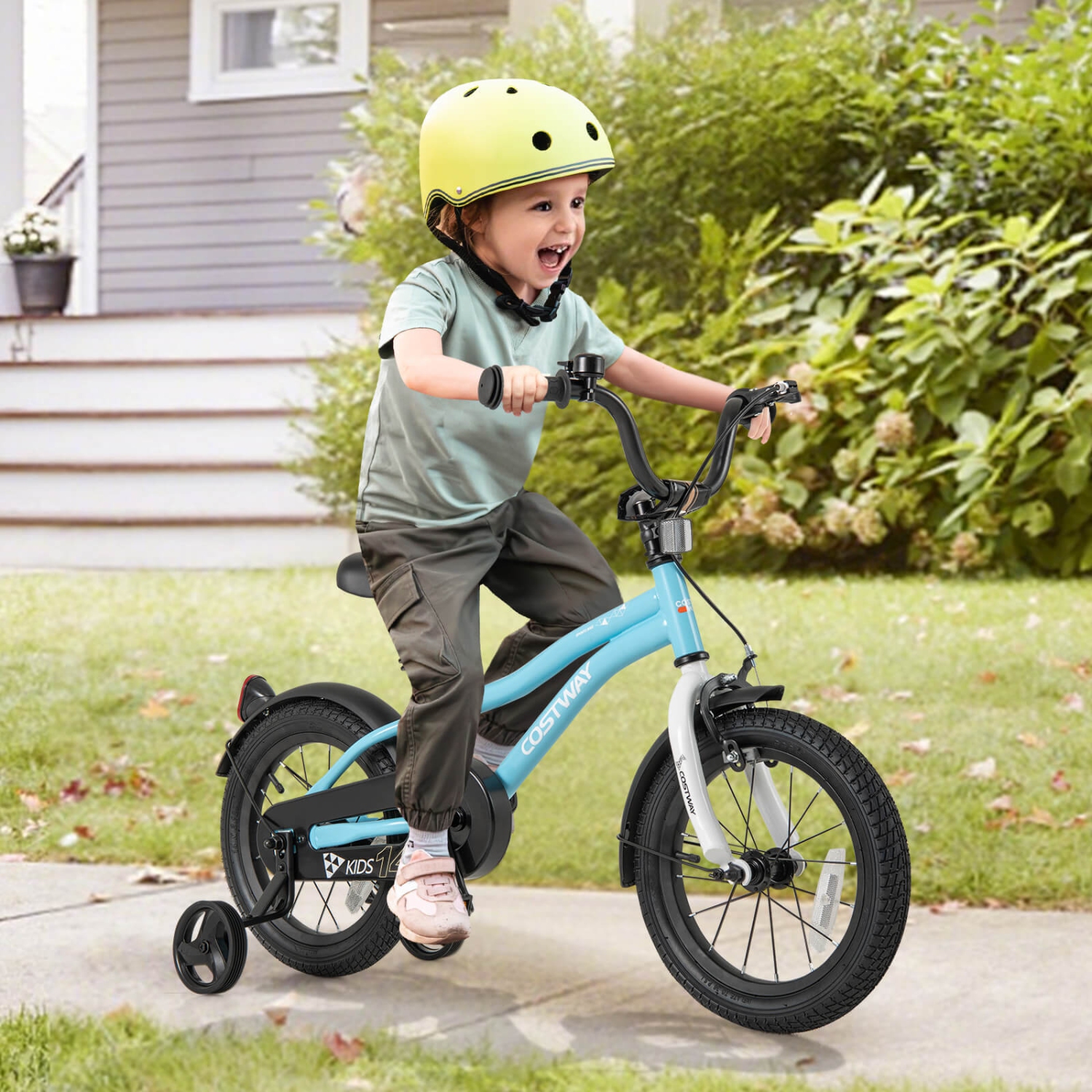 Vélo pour enfants de 12&nbsp;po/14&nbsp;po/16&nbsp;po/18&nbsp;po de Costway pour garçons et filles de 3-4 ans avec siège ajustable réfléchissants