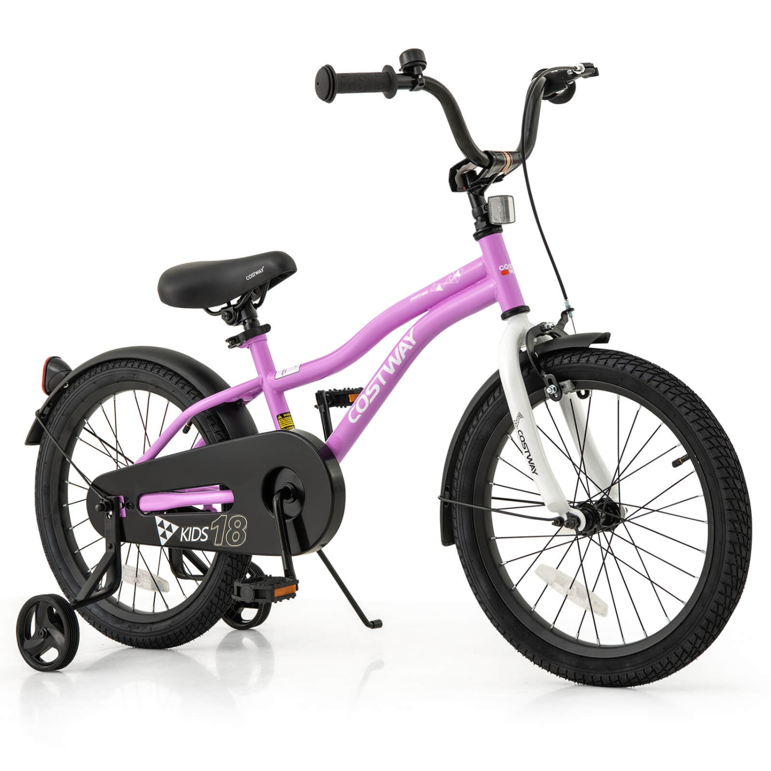 Costway 12"/14"/16"/18" Kids Bike for 3-4 Years Old Boys & Girls with Adjustable Seat Handbrake Reflectors Blue/Purple/Red