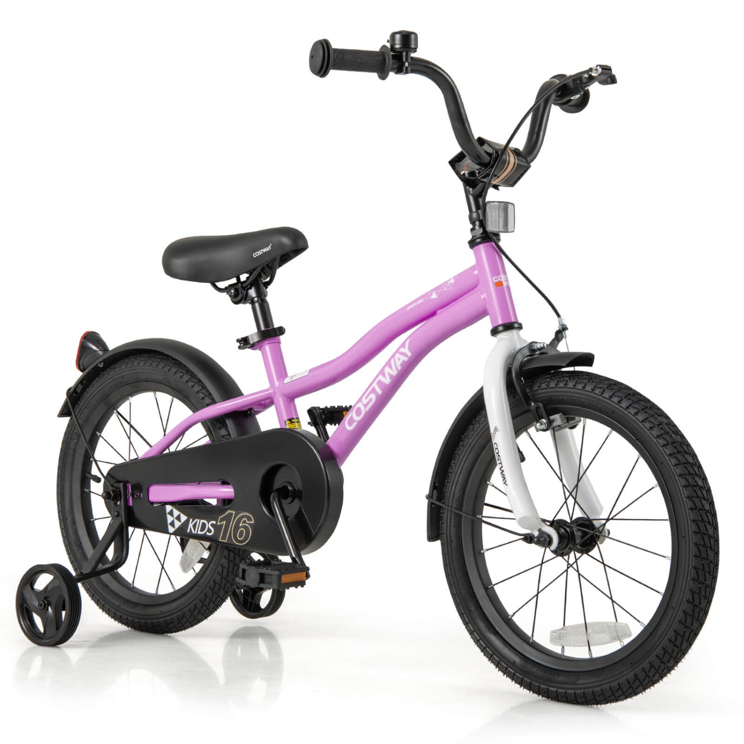 Costway 12"/14"/16"/18" Kids Bike for 3-4 Years Old Boys & Girls with Adjustable Seat Handbrake Reflectors Blue/Purple/Red