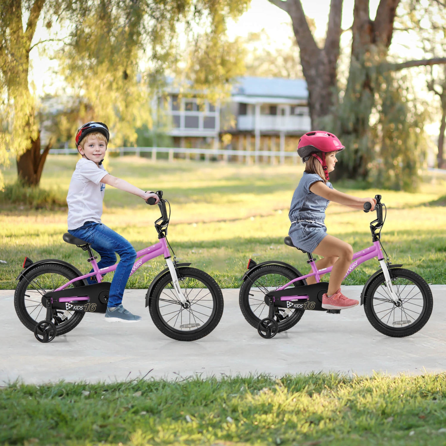 Costway 12"/14"/16"/18" Kids Bike for 3-4 Years Old Boys & Girls with Adjustable Seat Handbrake Reflectors Blue/Purple/Red