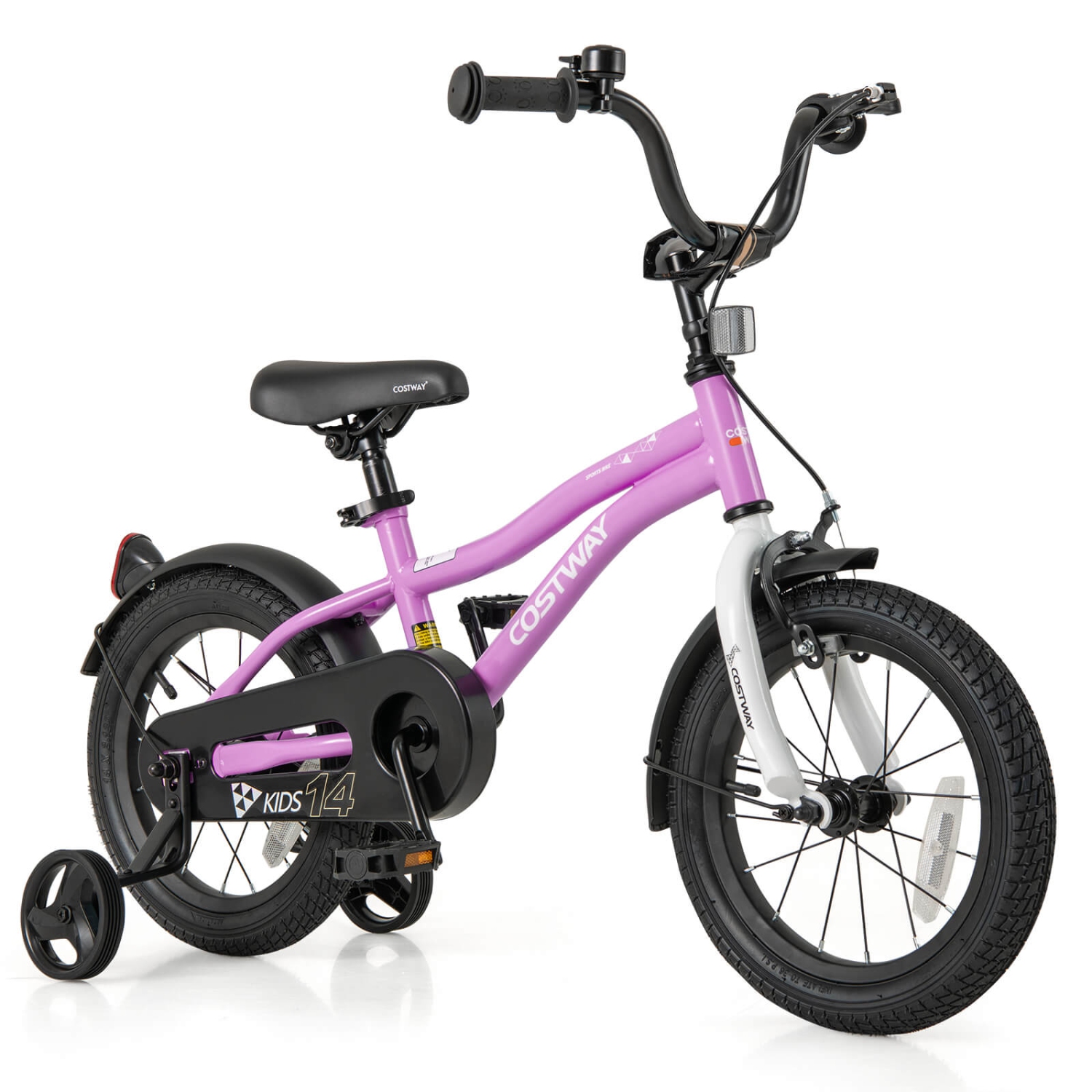 Costway 12"/14"/16"/18" Kids Bike for 3-4 Years Old Boys & Girls with Adjustable Seat Handbrake Reflectors Blue/Purple/Red