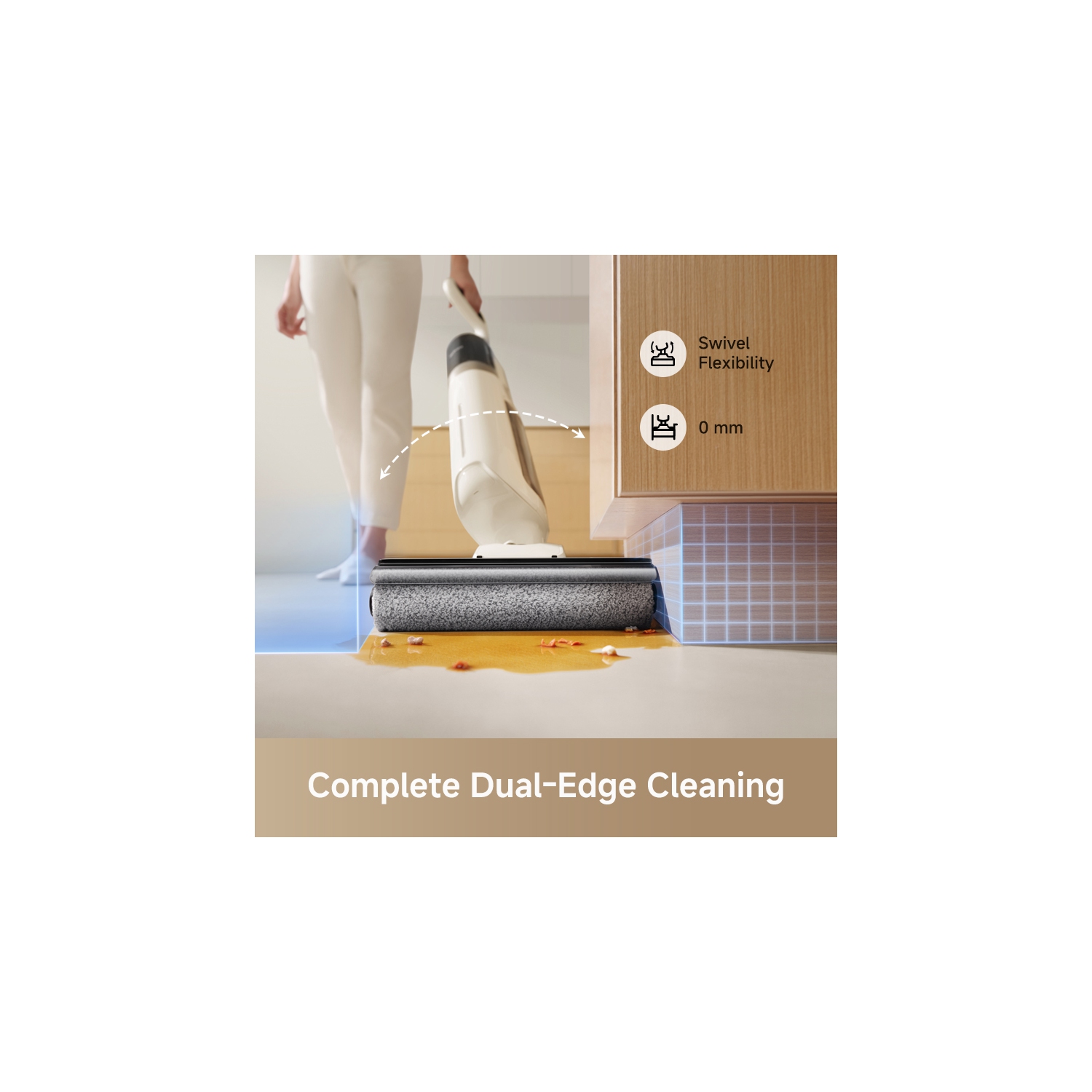 Mova K30 Wet Dry Vacuum Cleaner Cordless Floor Cleaner and Mop, 180° Lie-Flat Reach, 140°F Hot Air Drying, 0in Dual-Edge Cleaning, Powerful 18000Pa