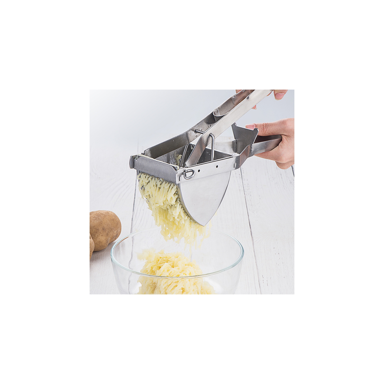 Potato Ricer, Stainless Steel Potato Masher for Commercial and Home Use, Mash Potato Masher for Creamy Mashed Potatoes
