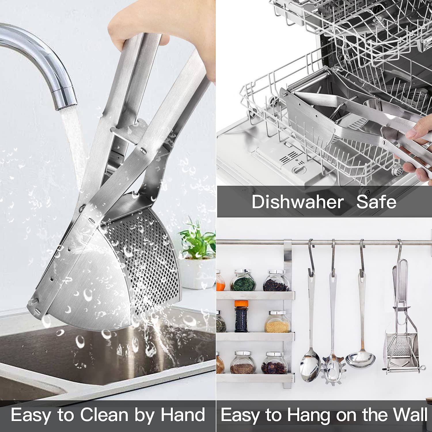 Potato Ricer, Stainless Steel Potato Masher for Commercial and Home Use, Mash Potato Masher for Creamy Mashed Potatoes