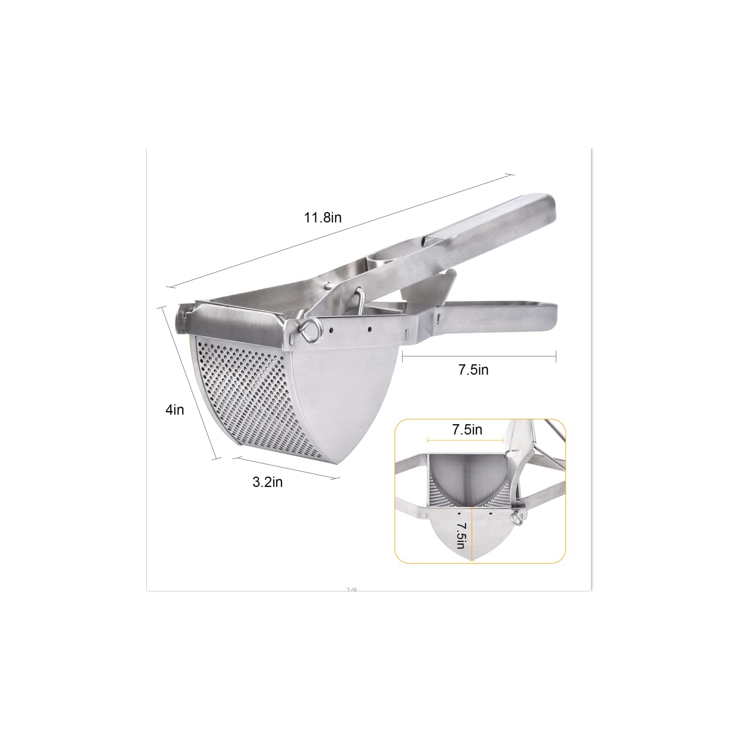 Potato Ricer, Stainless Steel Potato Masher for Commercial and Home Use, Mash Potato Masher for Creamy Mashed Potatoes