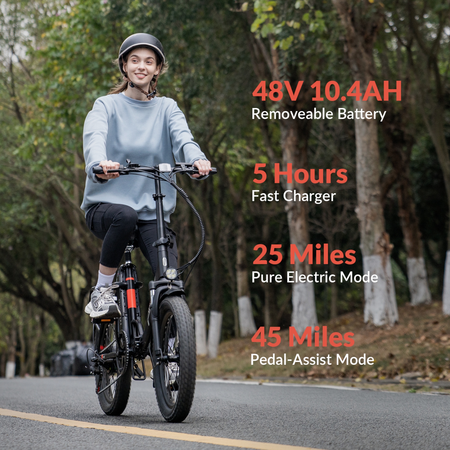 Vélo électrique à gros pneus pliable BB11 d'INVANTI pour adultes - 72 km longue portée, moteur 900 W | suspension avant tout-terrain et 7