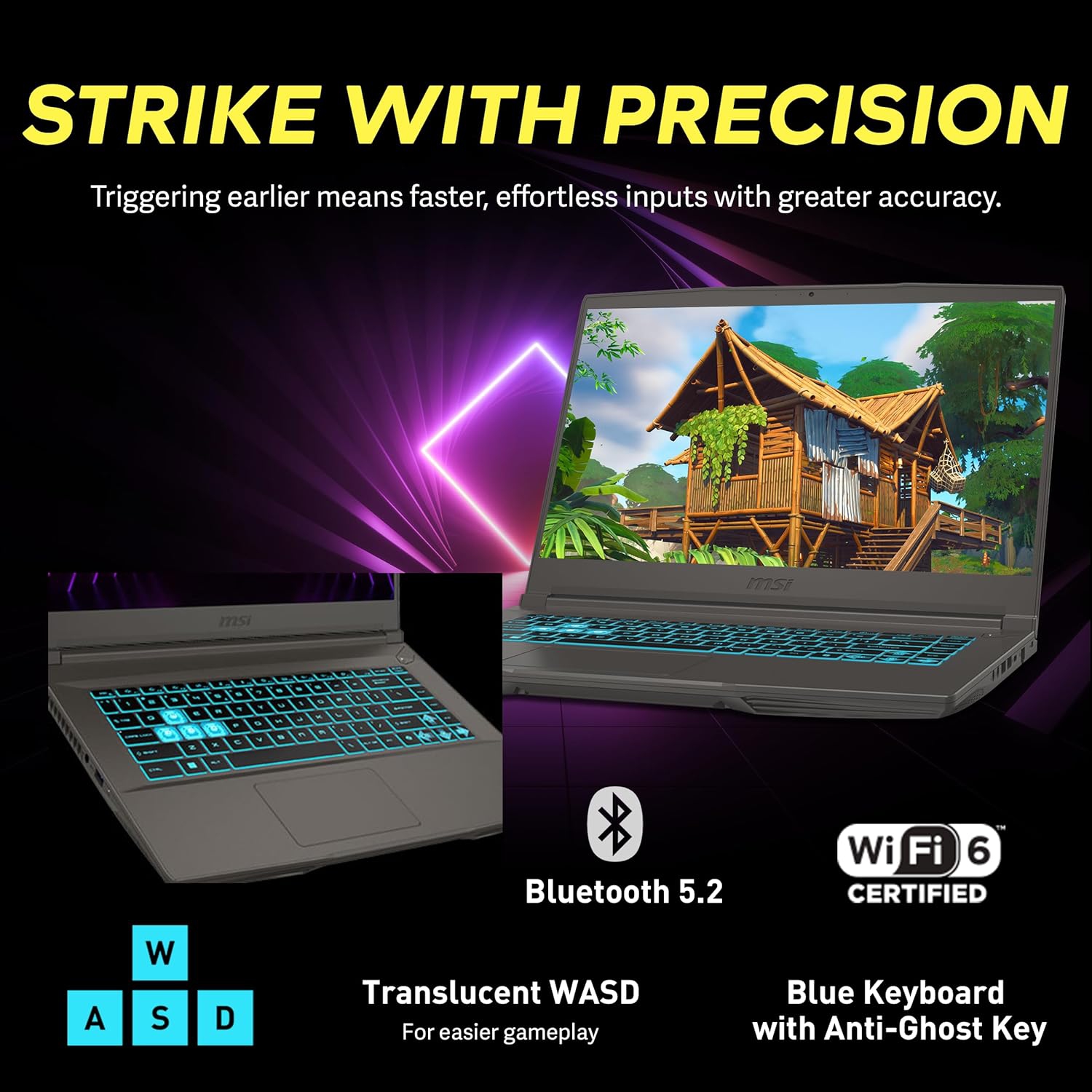 MSI Thin15 15.6” FHD 144Hz Gaming Laptop, Intel i5-12450H, 2TB PCIe SSD, 64GB RAM, NVIDIA GeForce RTX 2050, Backlit Keyboard, WiFi 6, Win 11 Pro,