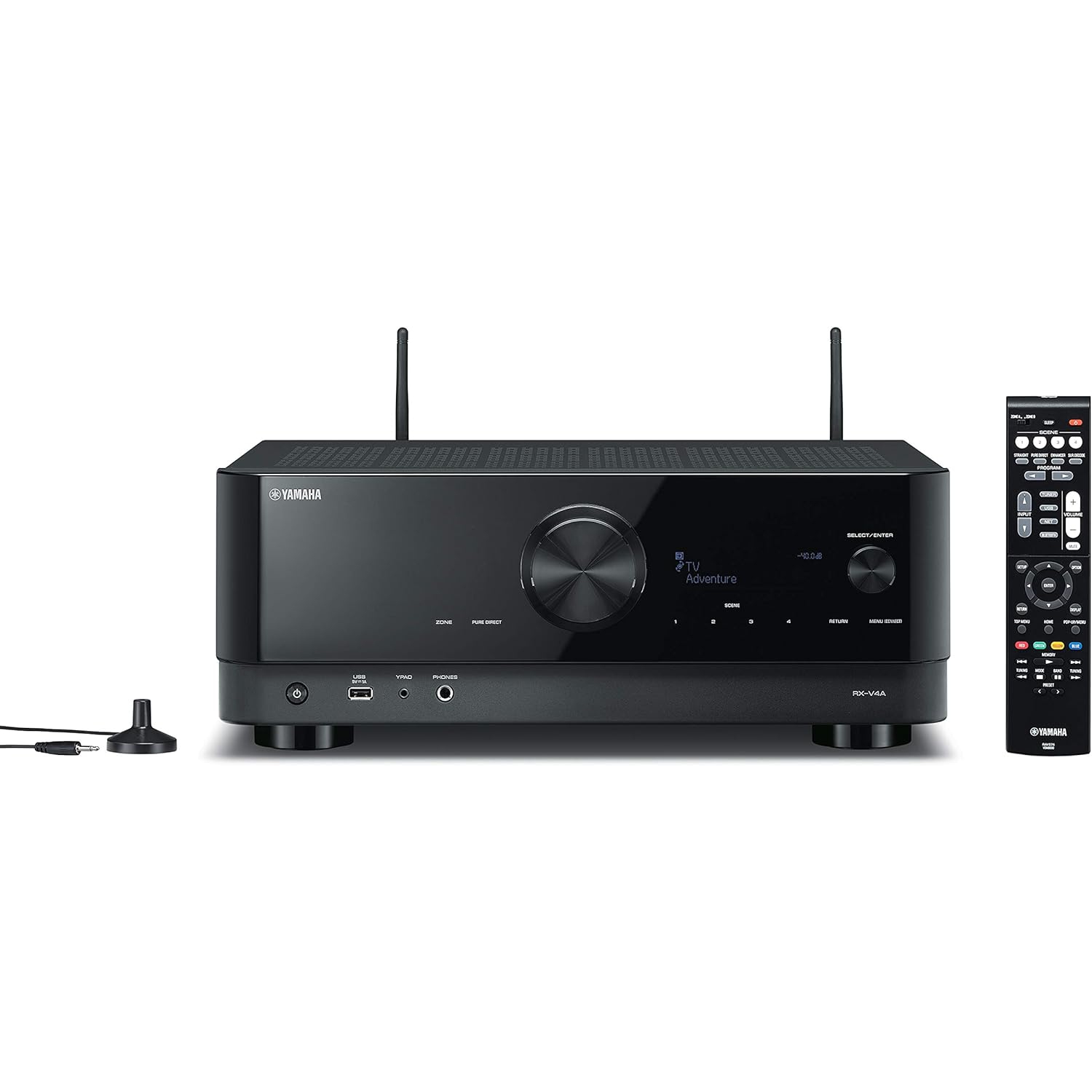 Yamaha RX-V4A Home Theatre Receiver, 5.2 channel, 4K/120Hz capable, Built-in Bluetooth, USB & WiFi, MusicCast and Alexa compatible