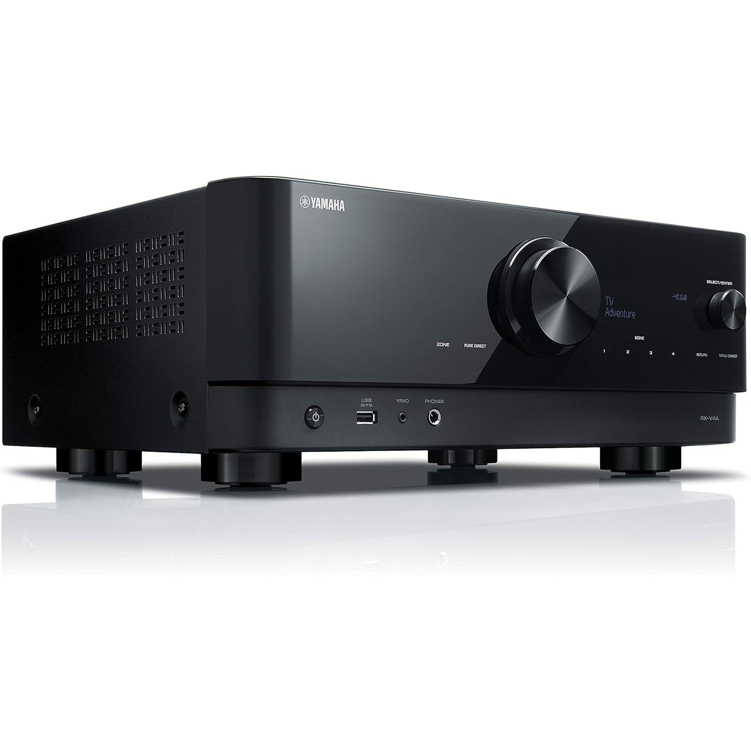Yamaha RX-V4A Home Theatre Receiver, 5.2 channel, 4K/120Hz capable, Built-in Bluetooth, USB & WiFi, MusicCast and Alexa compatible