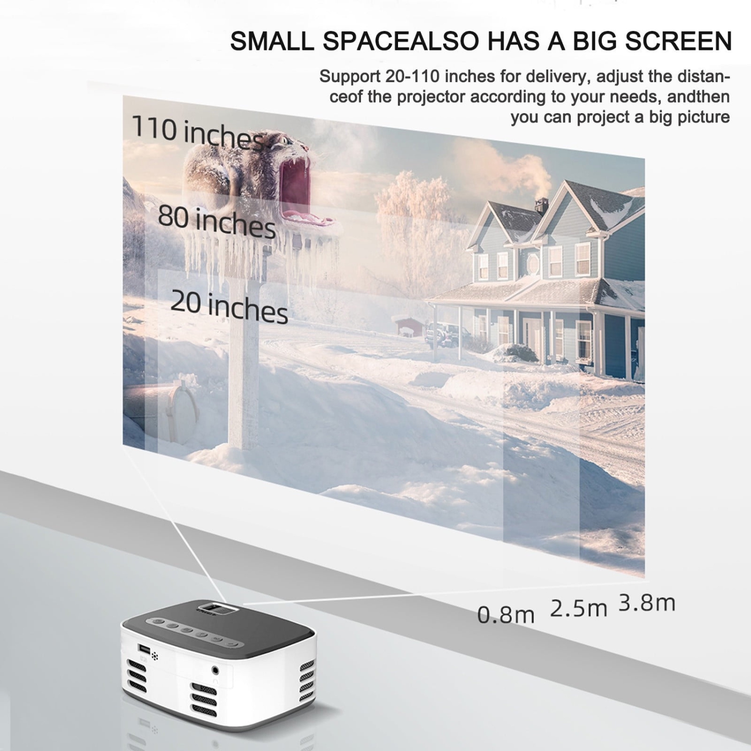 Mini LED Projector Portable Video Player Miniature Cinema 1080P HD Projection