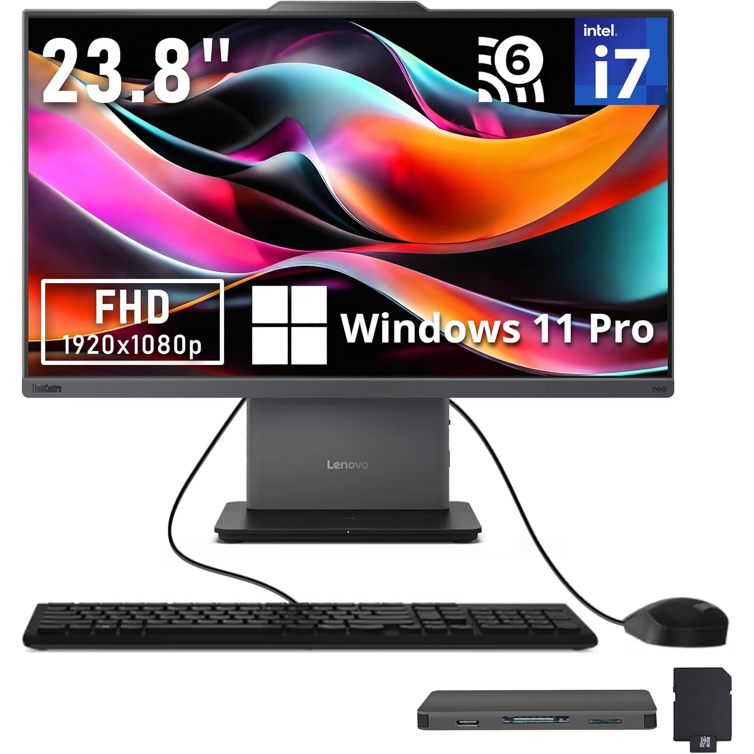 Lenovo ThinkCentre Business All-in-One Desktop, 23.8" FHD Display, Intel i7-13620H,2.16TB Storage(2TB SSD+160GB Docking Station Set),64GB