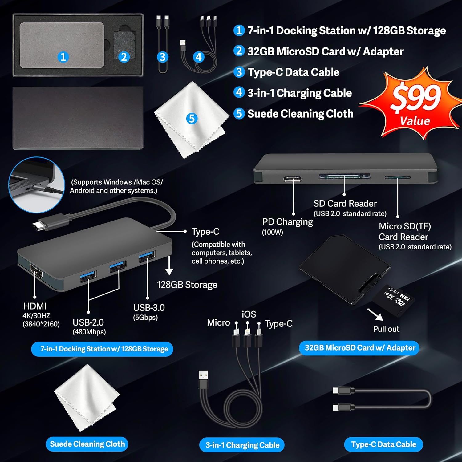 Lenovo ThinkCentre Business All-in-One Desktop, 23.8" FHD Display, Intel i7-13620H,1.16TB Storage(1TB SSD+160GB Docking Station Set),32GB