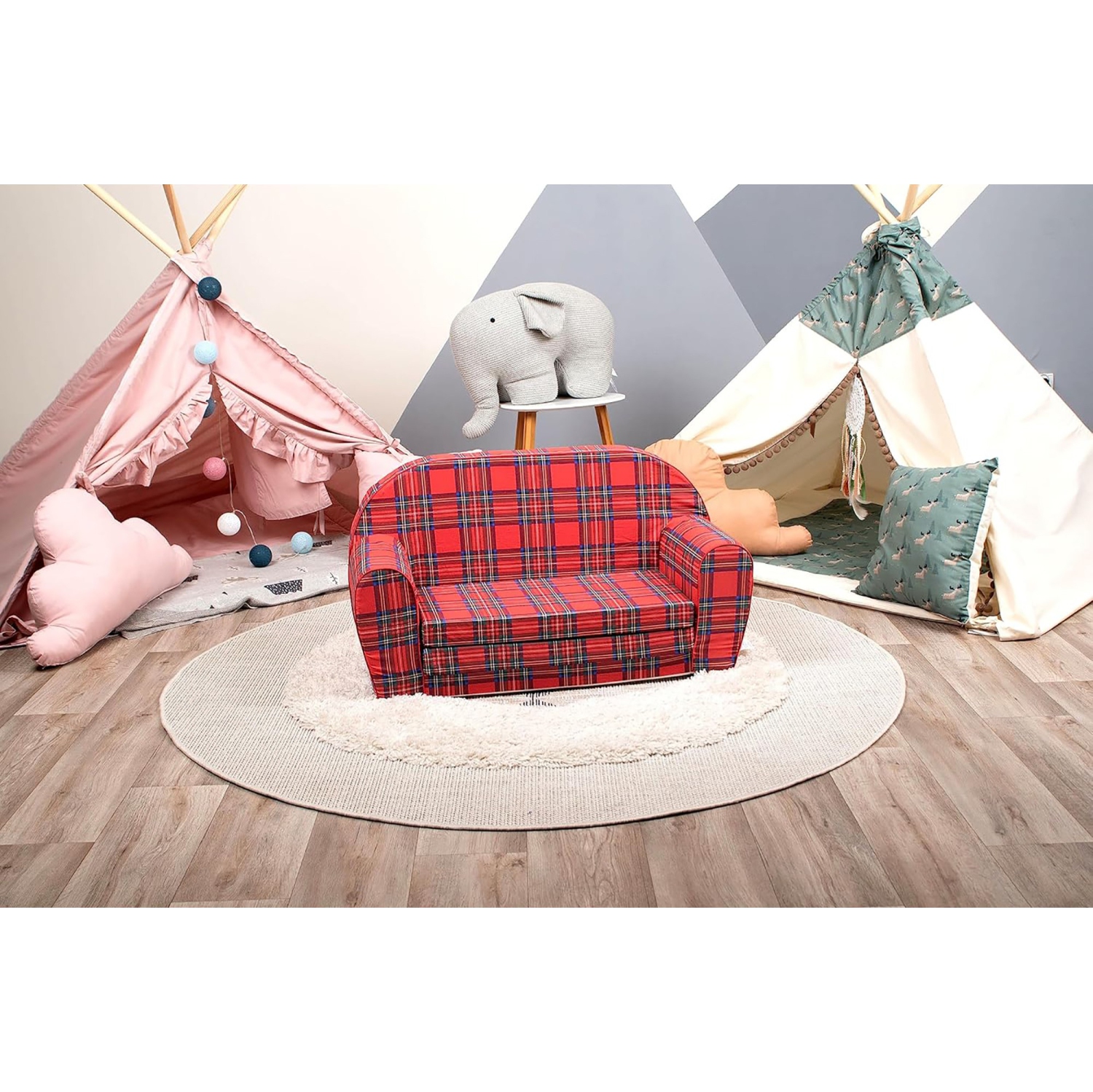 Delsit Kids Couch for Toddlers - 2 in 1 Convertible Foam Sofa to Lounger, Comfy Flip Out Lounge Chair for Children, Made in Europe