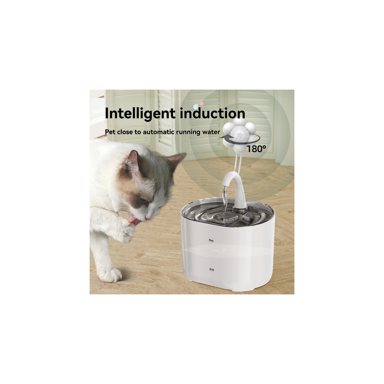 Black pet water dispenser intelligent induction cat water dispenser automatic circulation and filtration of live water drinking artifact [plug-in