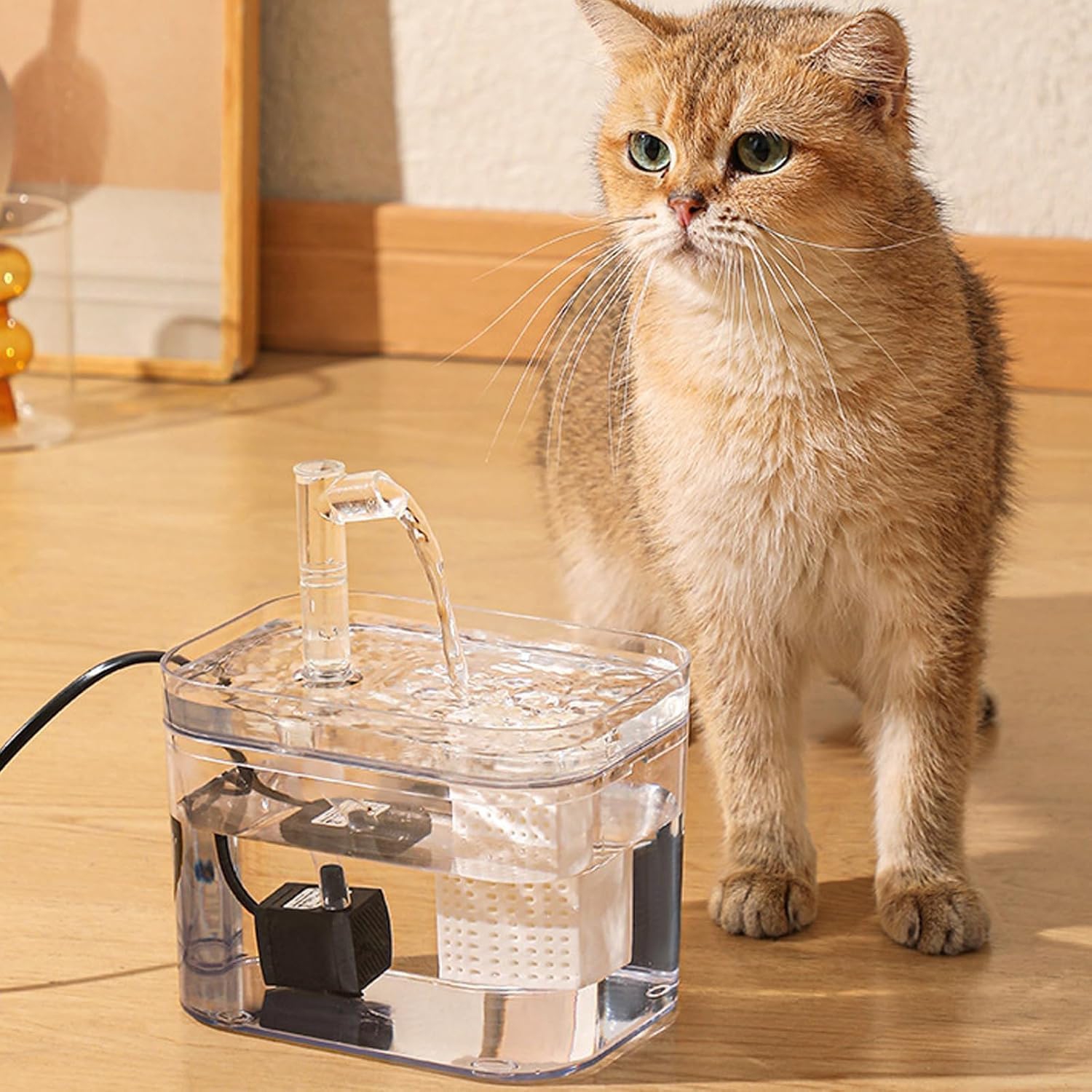 Pet automatic circulating water fountain, automatic filtering circulating flowing water, 1500ml large capacity, low noise