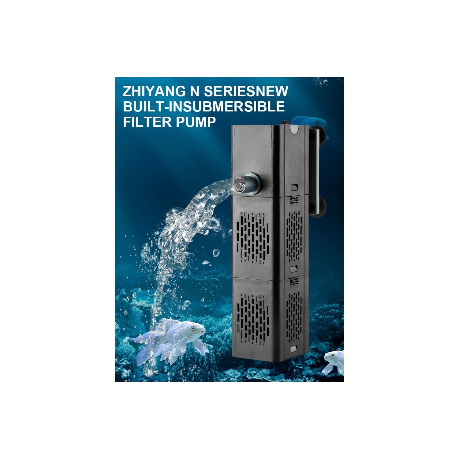 3-in-1 Submersible Aquarium Filter - Adjustable Wave/Oxygen/Filter Pump with Multiple Modes for Freshwater and Saltwater Aquariums