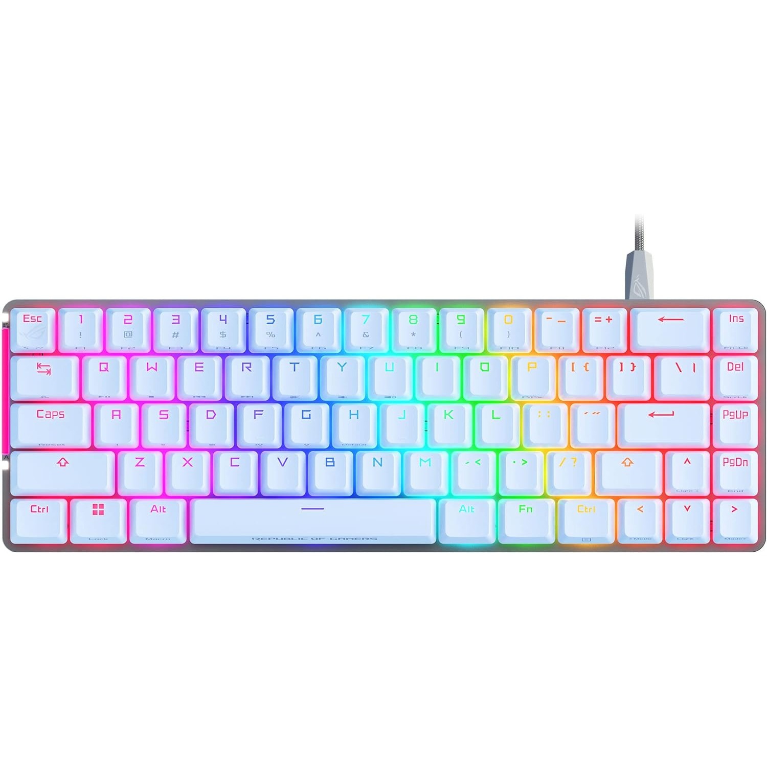 ASUS ROG Falchion Ace 65% RGB Mechanical Keyboard, ROG NX Brown Switches, Sound-Dampening Foam, PBT Keycaps, Wired with KVM & Cover Case – White