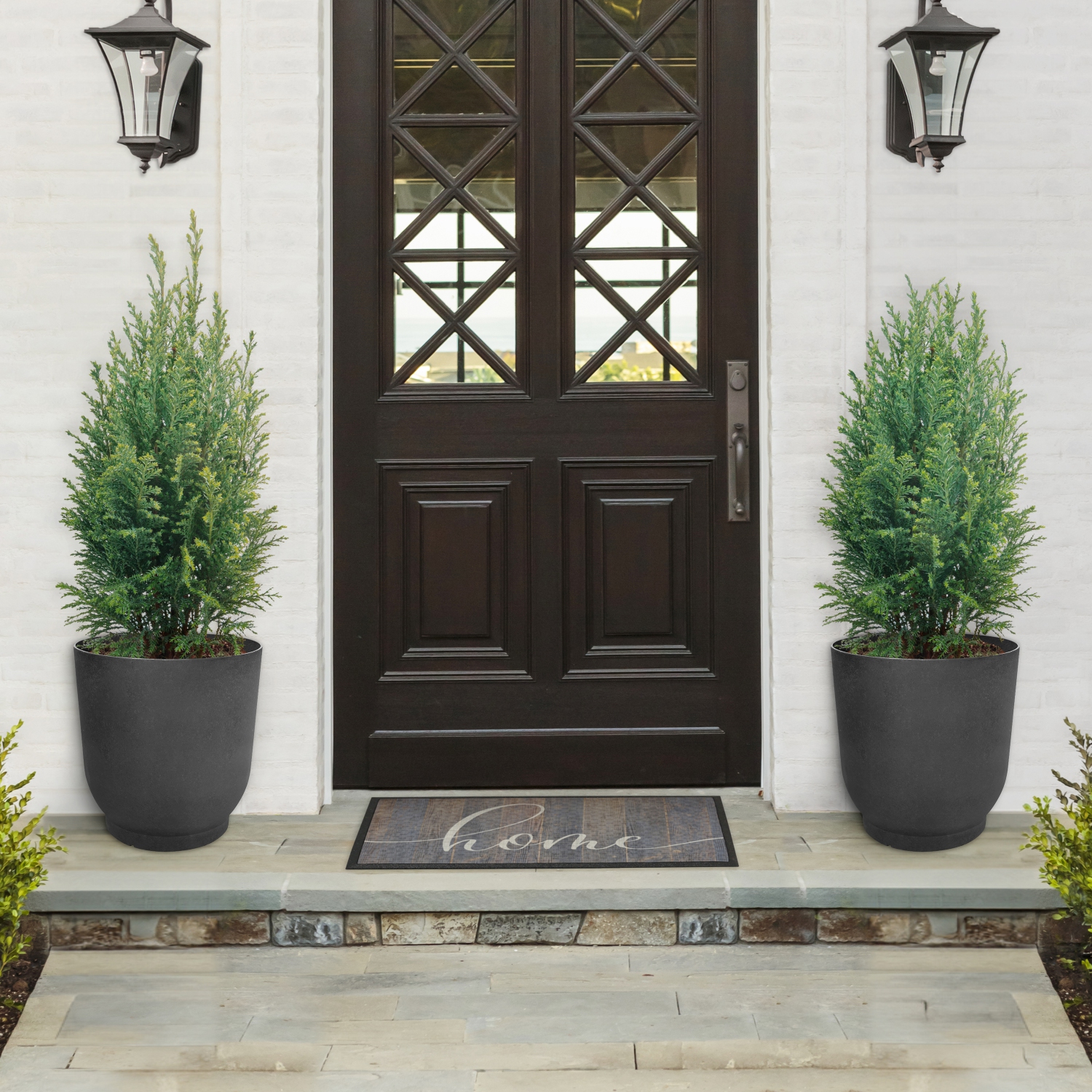 Tierra Verde 21in W x 20in H Florencia Modern Round X-Large Self-Watering Indoor/Outdoor Statement Planter, Black