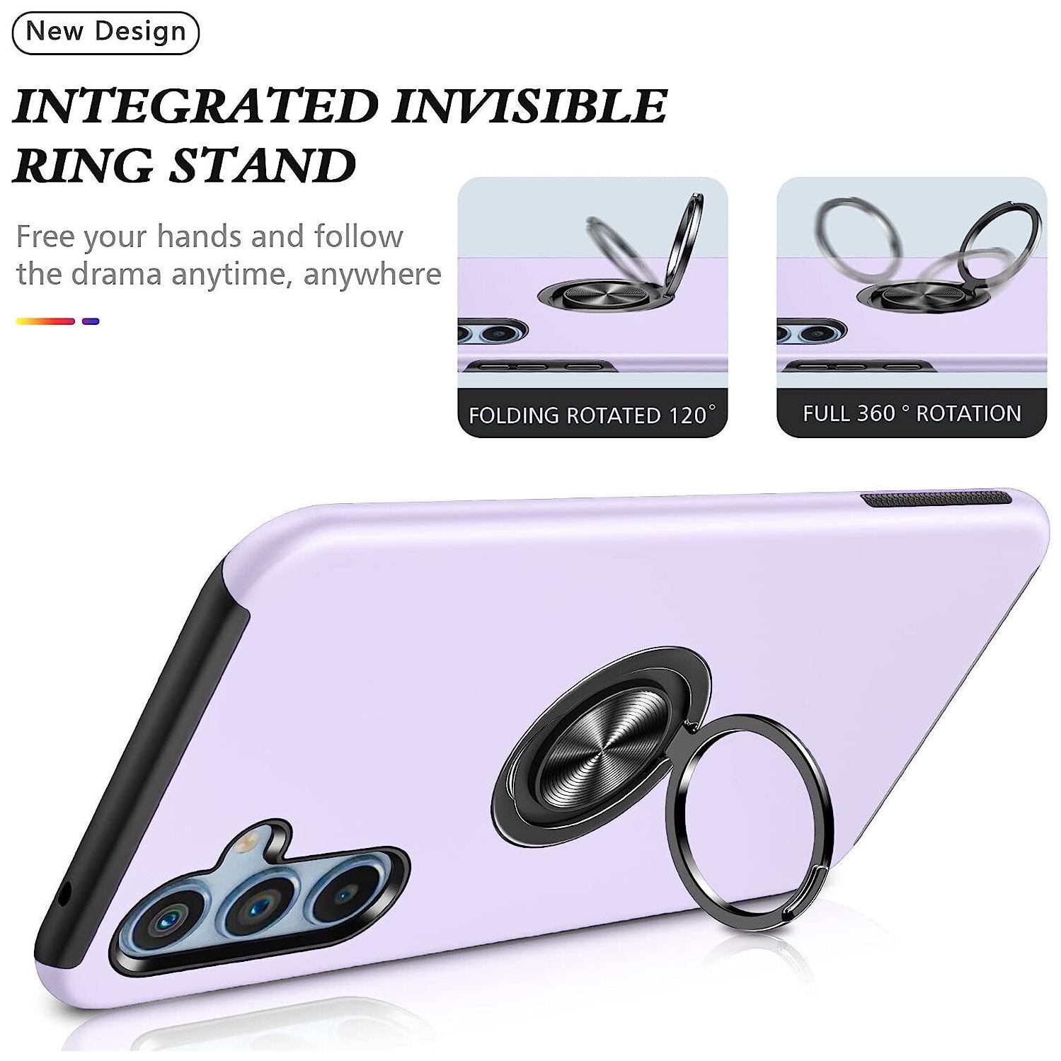 XCRS Hard Shell Swirl Ring Case for Samsung Galaxy A26 Kickstand Cover