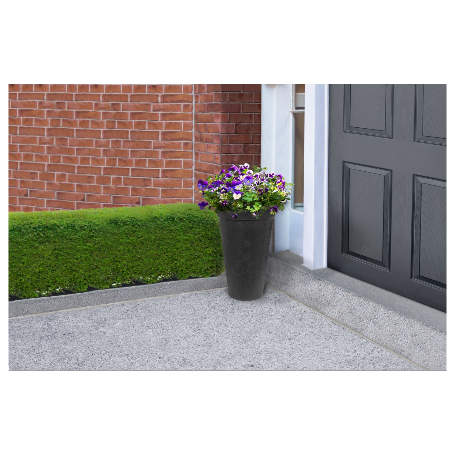 Grande jardinière ronde ronde ronde ronde à arrosage automatique Aria classique W x 20 po H de 12 po, intérieure/extérieure, noire