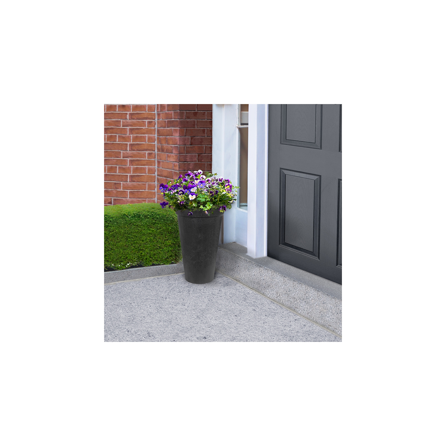 Grande jardinière ronde ronde ronde ronde à arrosage automatique Aria classique W x 20 po H de 12 po, intérieure/extérieure, noire