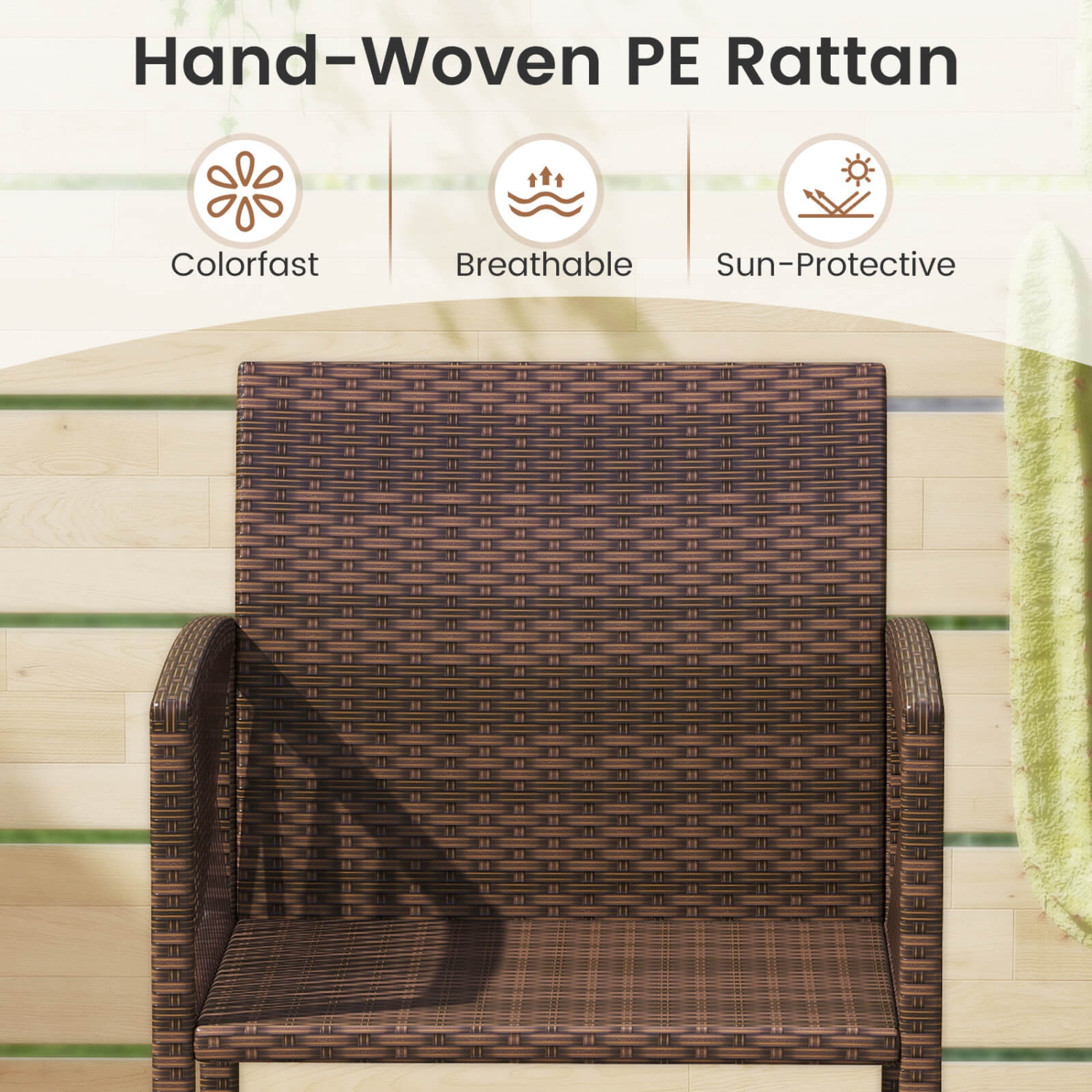 Costway Patio Bar Stools Set of 2/4 PE Rattan Bar Height Chairs with Backrests & Armrests