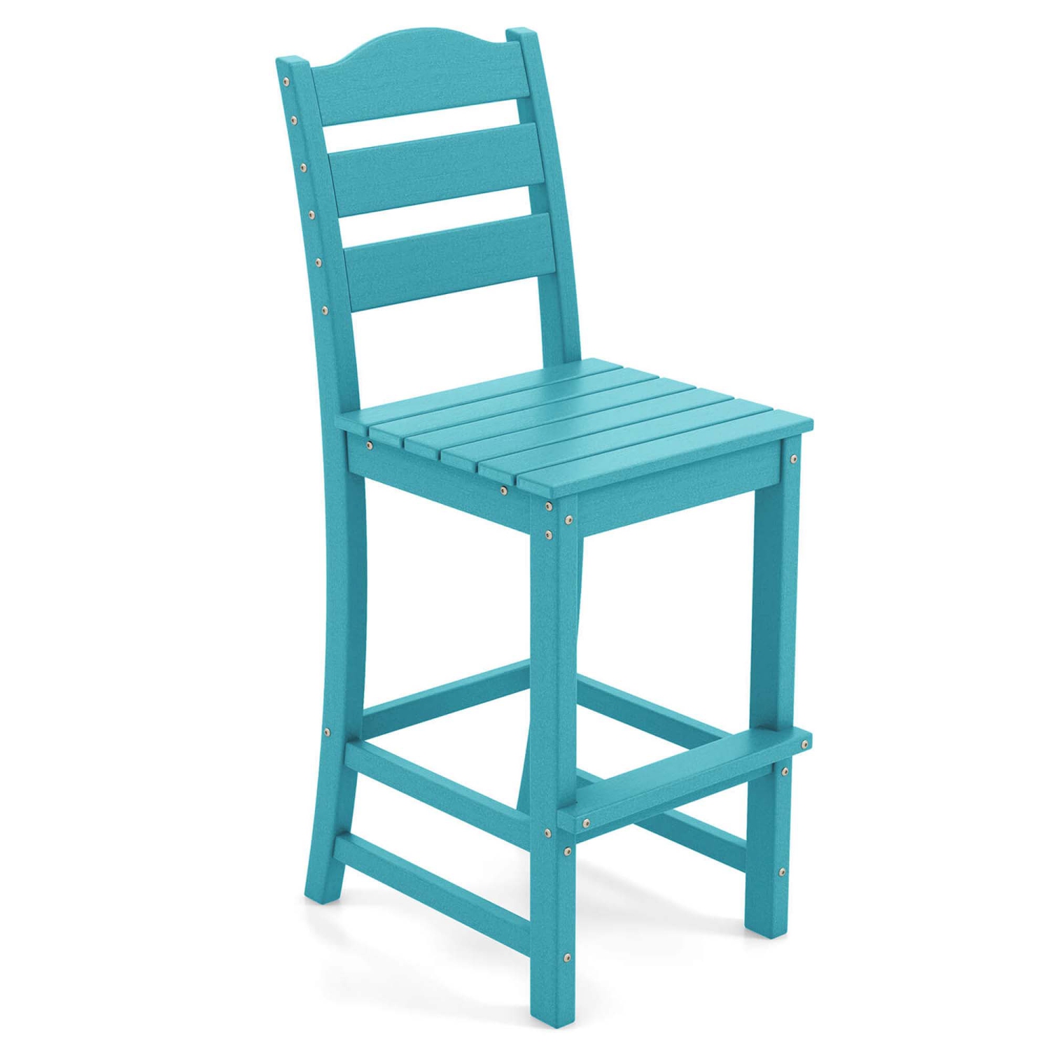 Costway Outdoor 1/4PCS HDPE Bar Stool Patio Tall Chair Backrest Footrest All Weather Gray/Turquoise