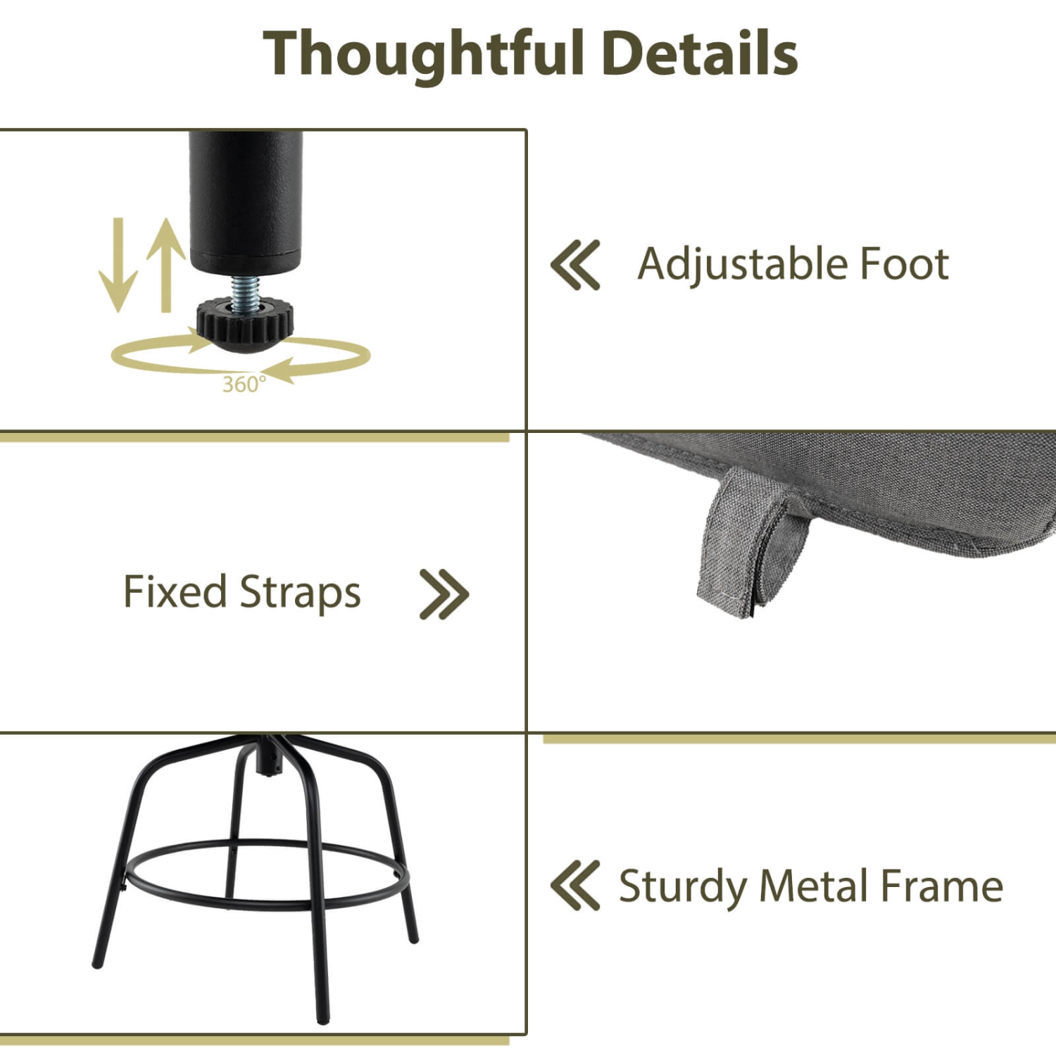 Ensemble de tabourets de bar pivotants en osier en PE de Costway 2/4 avec accoudoirs et coussin pour l'extérieur