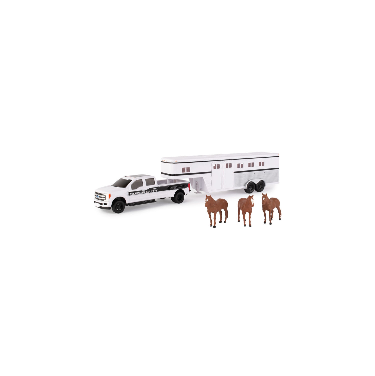1:32 2017 Ford F-350 Pickup with Horse Trailer and Horses