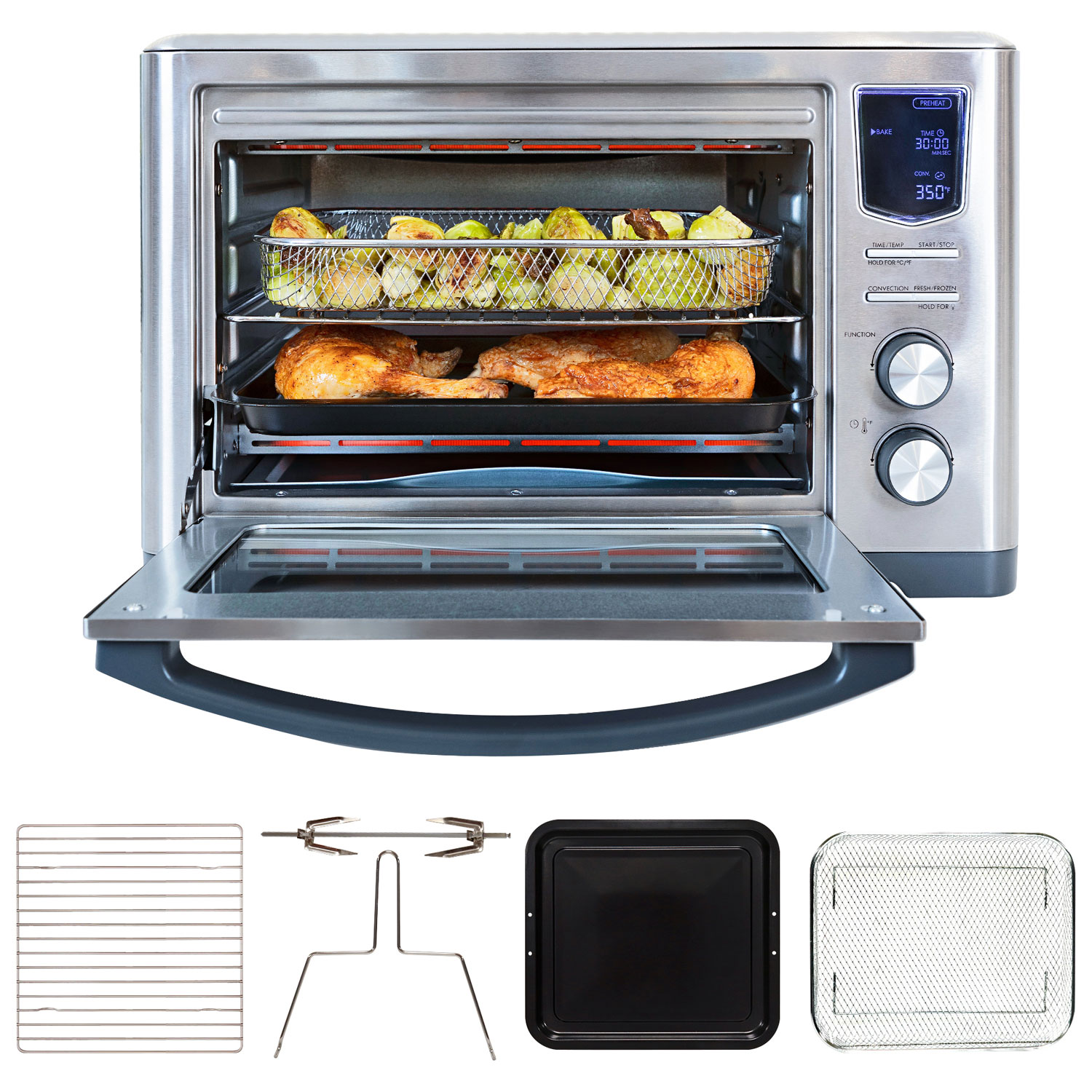 Four grille-pain numérique avec convection, friture à air chaud et broche de Kenmore - 0,83 pi³/23,6 l - Acier inoxydable