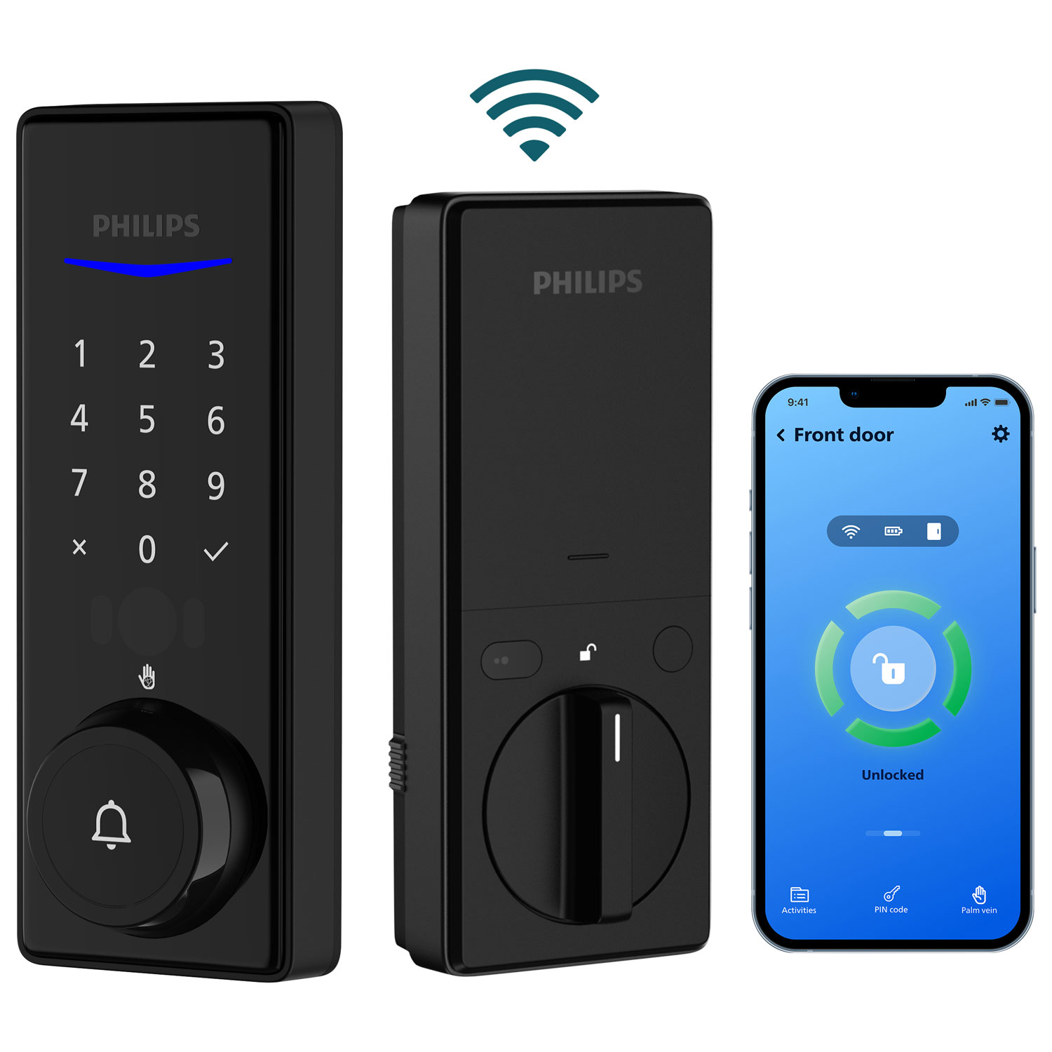 Serrure intelligente à pêne dormant Wi-Fi à reconnaissance de la paume série 5000 de Philips