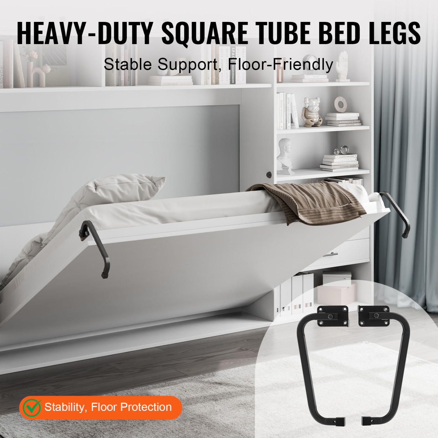 VEVOR Murphy Bed Kit, Queen Size, Deluxe DIY Wall Bed Mechanical Hardware Kit, Pneumatic Lever Bed Frame Support, Cabinet Wall Bed Space Saving