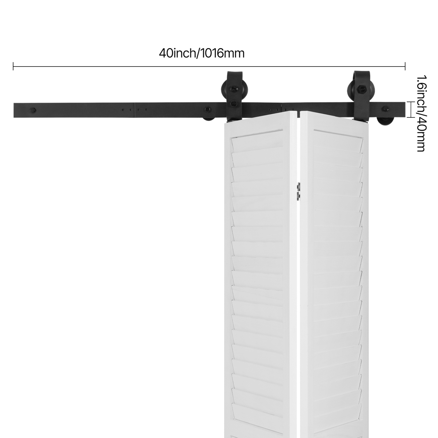 VEVOR 40" Bi-Folding Sliding Barn Door Hardware Track Kit, Top Mount Track Kit, Slide Smoothly & Quietly, Easy to Install, for Two 18" Closet Pantry