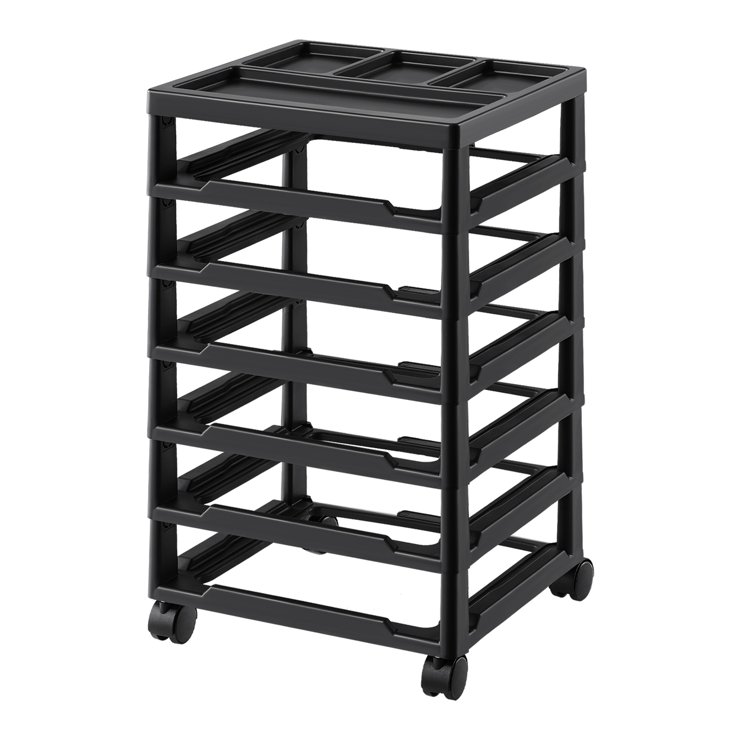 VEVOR 6-Tier Scrapbook Rolling Storage Cart, Large Capacity with Organizer Top, Black Frame with 4 Wheels, PP Material Cart Only, Rolling Craft