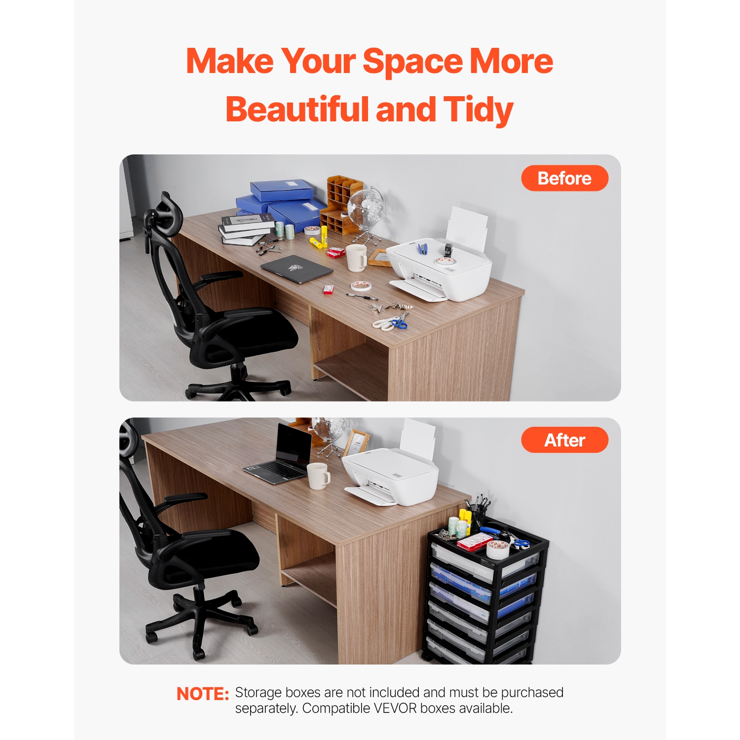 VEVOR 6-Tier Scrapbook Rolling Storage Cart, Large Capacity with Organizer Top, Black Frame with 4 Wheels, PP Material Cart Only, Rolling Craft