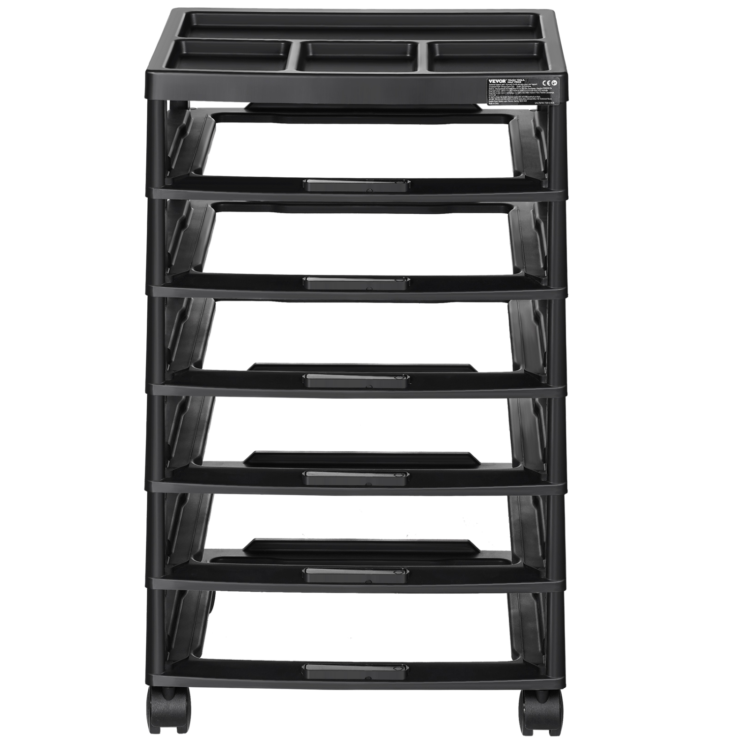 VEVOR 6-Tier Scrapbook Rolling Storage Cart, Large Capacity with Organizer Top, Black Frame with 4 Wheels, PP Material Cart Only, Rolling Craft