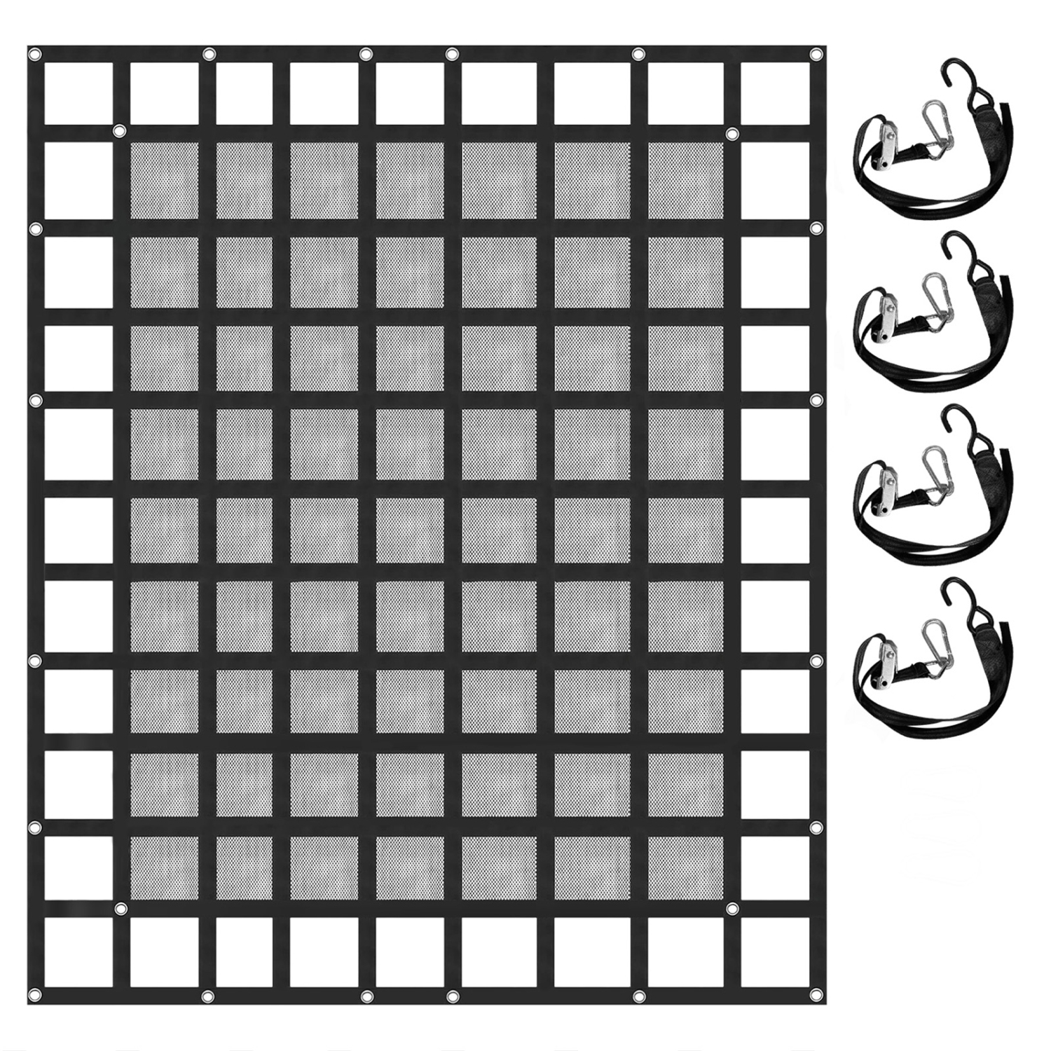 VEVOR 8' x 6.7' Cargo Net with Mesh, for Pickup Truck Bed, Heavy Duty Cargo Nets with Cam Buckles & S-Hooks & Cross Strap, Truck Bed Cargo Net for