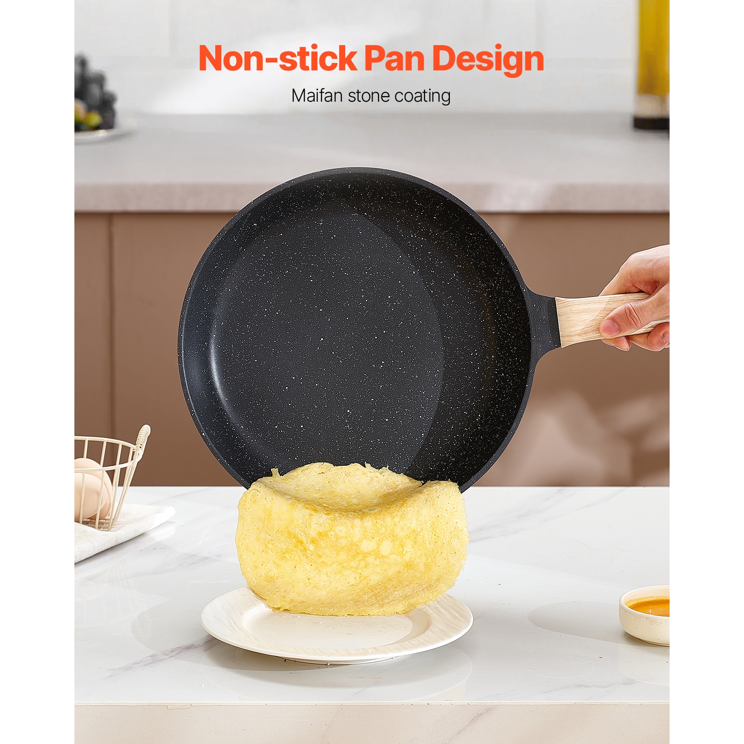 VEVOR 17 Piece Pots and Pans Set Nonstick, Granite Cookware Set, Induction Cookwares, Kitchen RV Cooking Sets with Frying, Saute, Tempered Glass