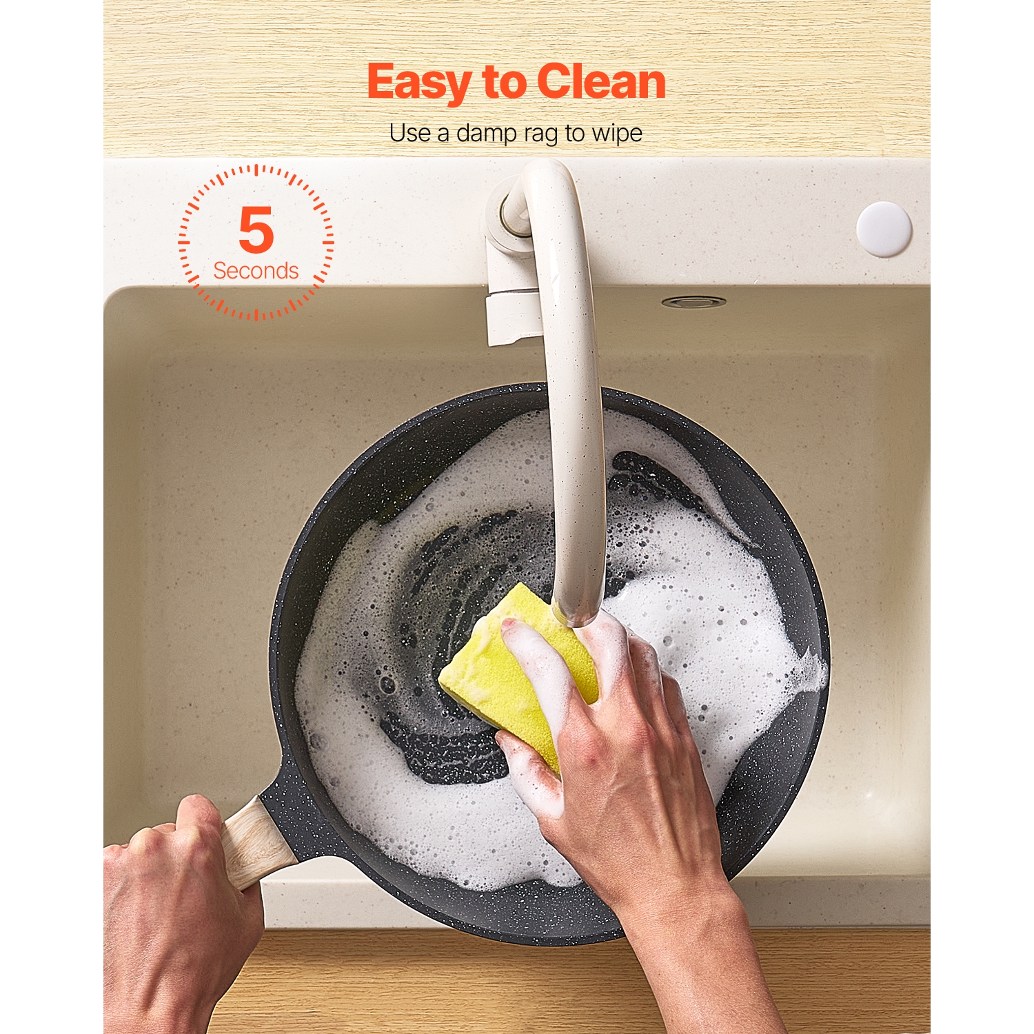 VEVOR 19 Piece Pots and Pans Set, Granite Nonstick Cookware Set, Induction Cookwares, Kitchen RV Cooking Sets with Frying,Sauce, Saute,Tempered Glass