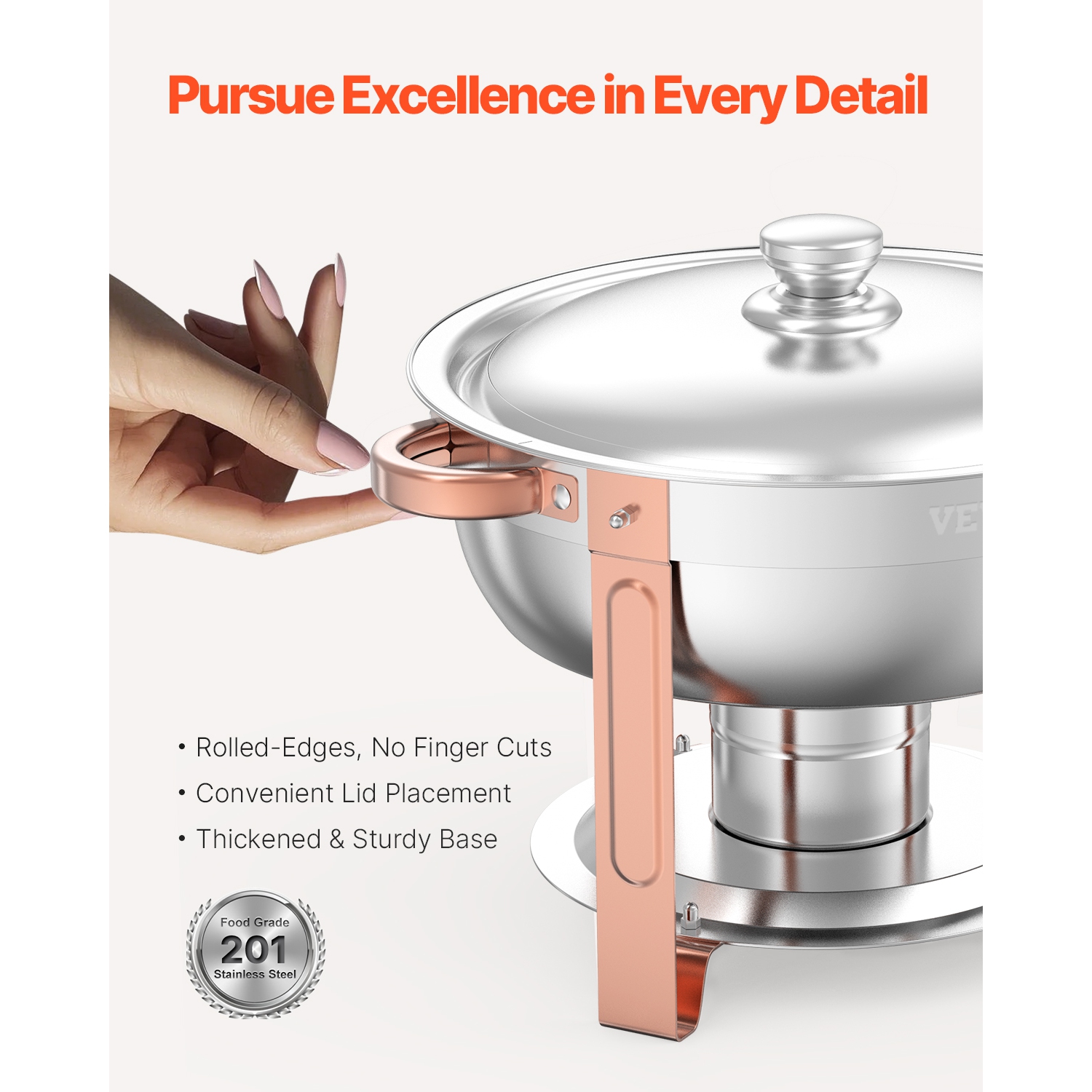 VEVOR 5 Qt 4 Pack Chafing Dish Buffet Set,Stainless Steel Chafer with 4 Full Size Pans, Round Catering Warmer Server with Lid Water Pan Folding Stand