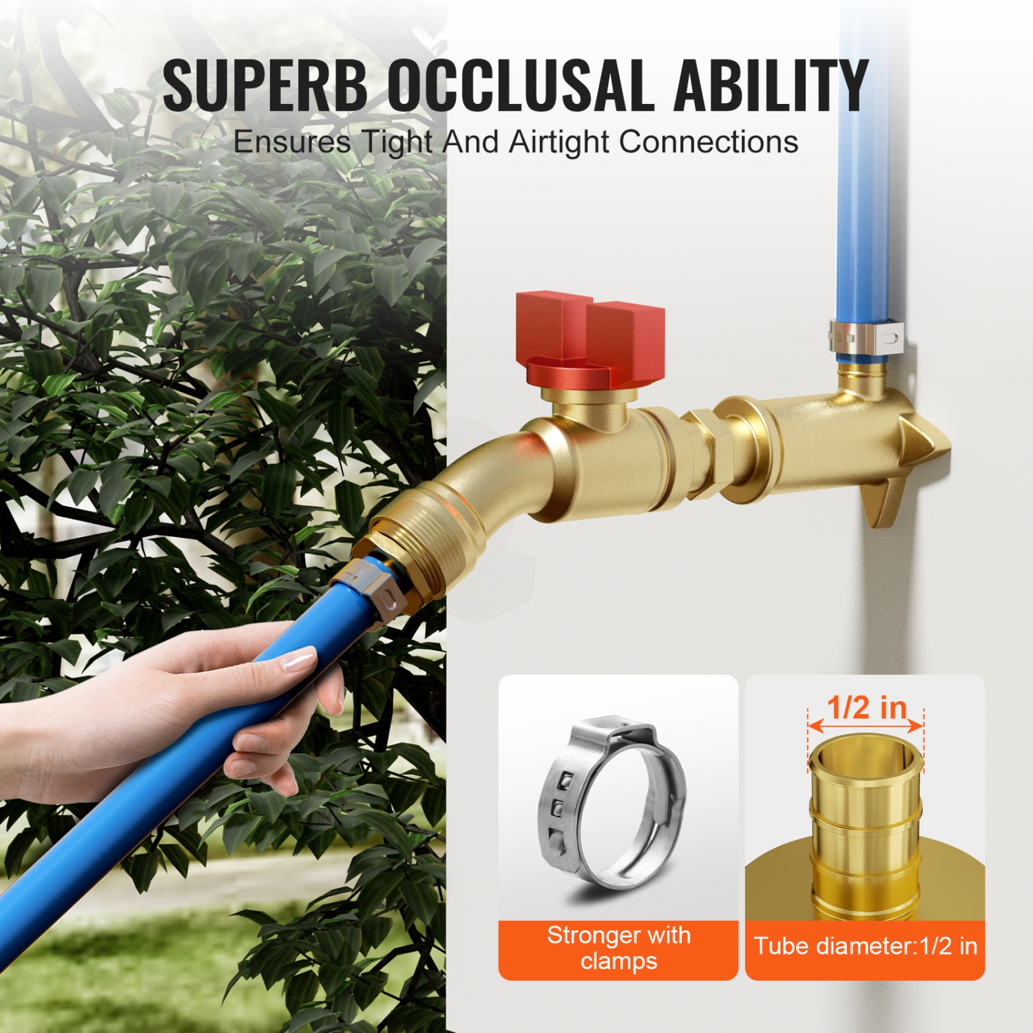 VEVOR 1/2" 25PCS Pipe Fittings, Brass Pipe Fittings, Clamp-style 1/2 NPT External Thread Pipe Connector Brass Air Fittings, Plumbing Fittings NPT