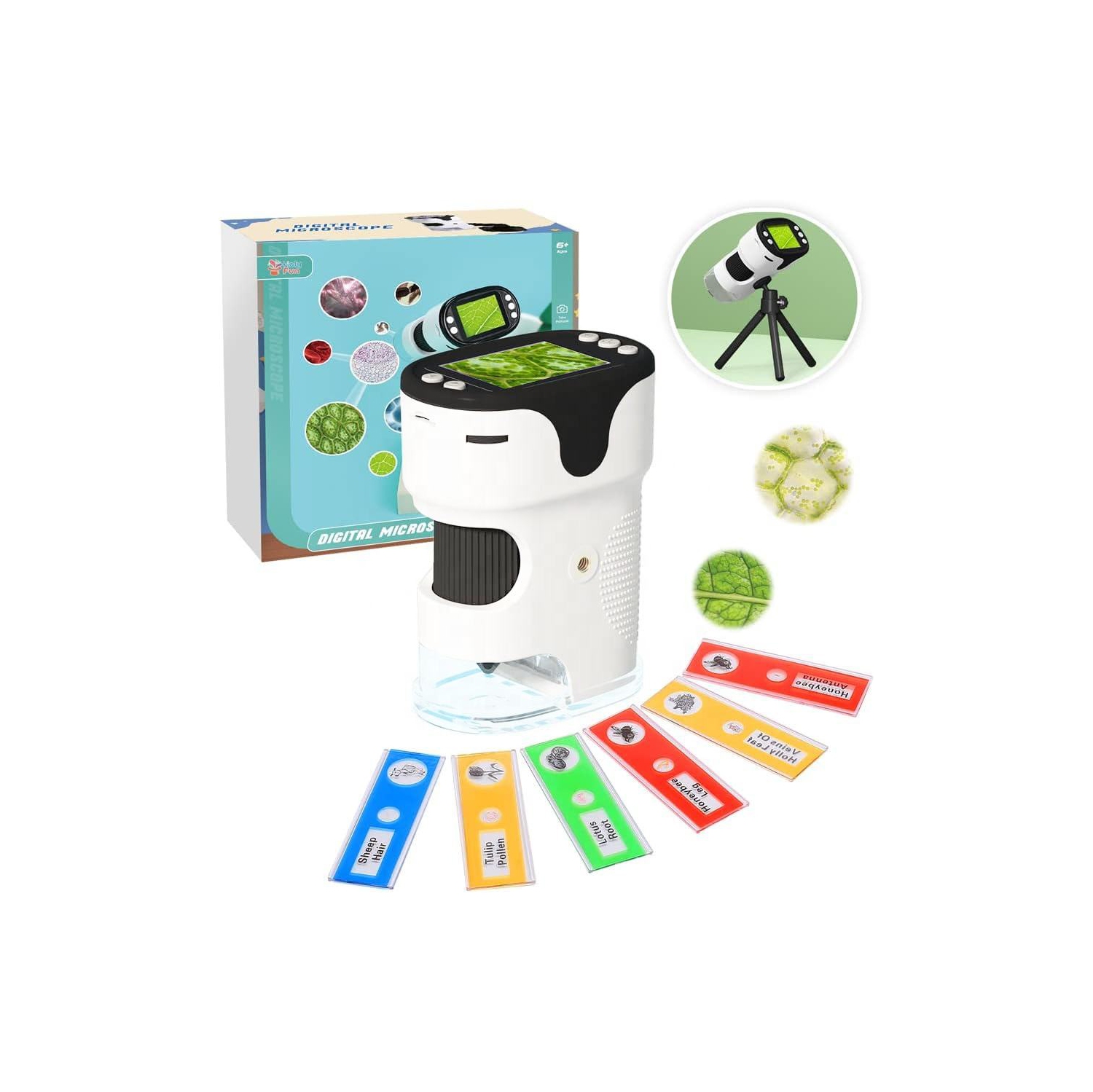 Microscope numérique portatif 1000X pour enfants - écran de 2,0&nbsp;po, lunette de projection portative rechargeable - cadeau de gadgets