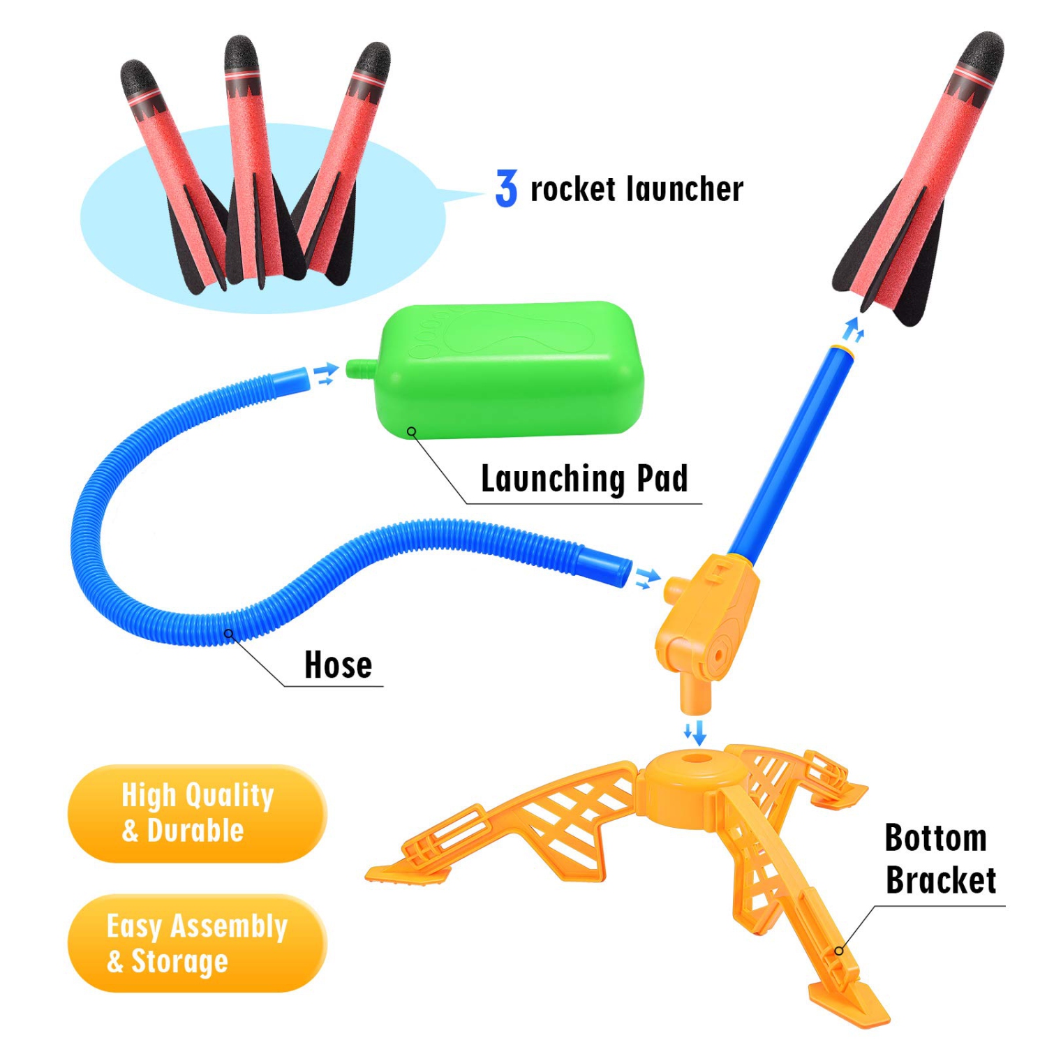 Toys for Boys Age 4-12, Rocket Toy Fun Toys Outdoor Toys Rocket Launcher Kit Birthday Gifts for Kids Age 4-12