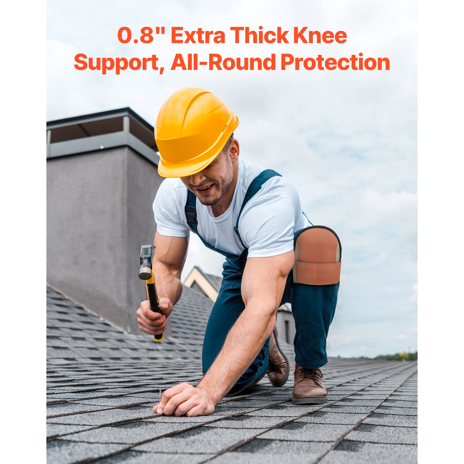 VEVOR Knee Pads for Work,Durable Leather Construction Pads,Machine Washable Work Knee Pads,Easy to Wear and Take off,Extra Thick Knee Support for