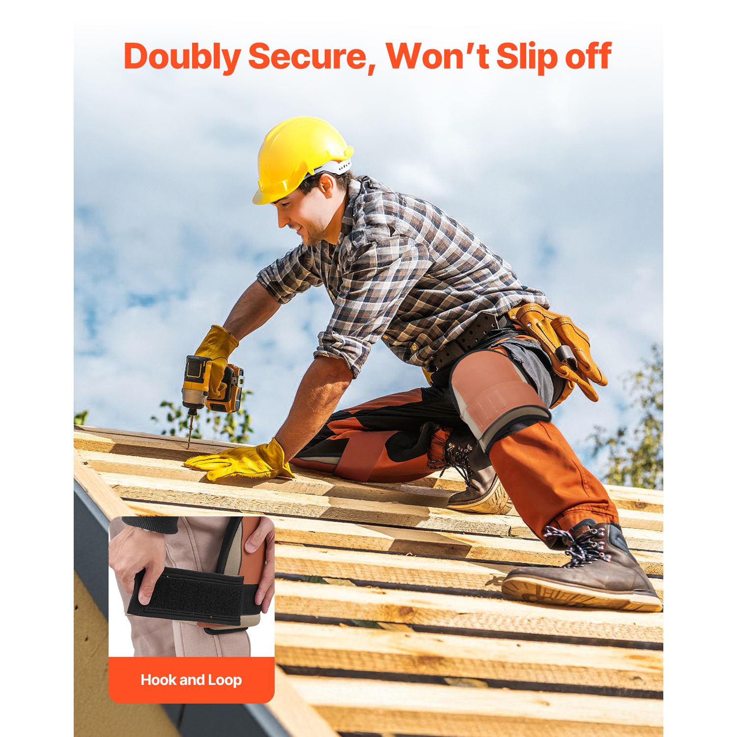 VEVOR Knee Pads for Work,Durable Leather Construction Pads,Machine Washable Work Knee Pads,Easy to Wear and Take off,Extra Thick Knee Support for