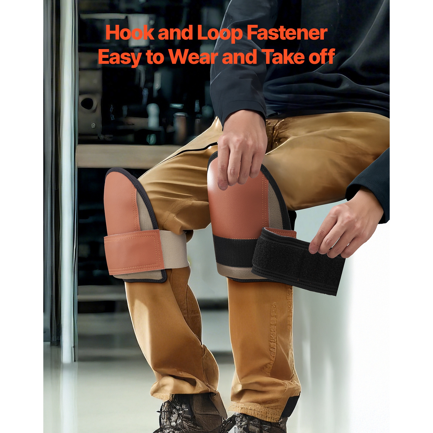 VEVOR Knee Pads for Work,Durable Leather Construction Pads,Machine Washable Work Knee Pads,Easy to Wear and Take off,Extra Thick Knee Support for